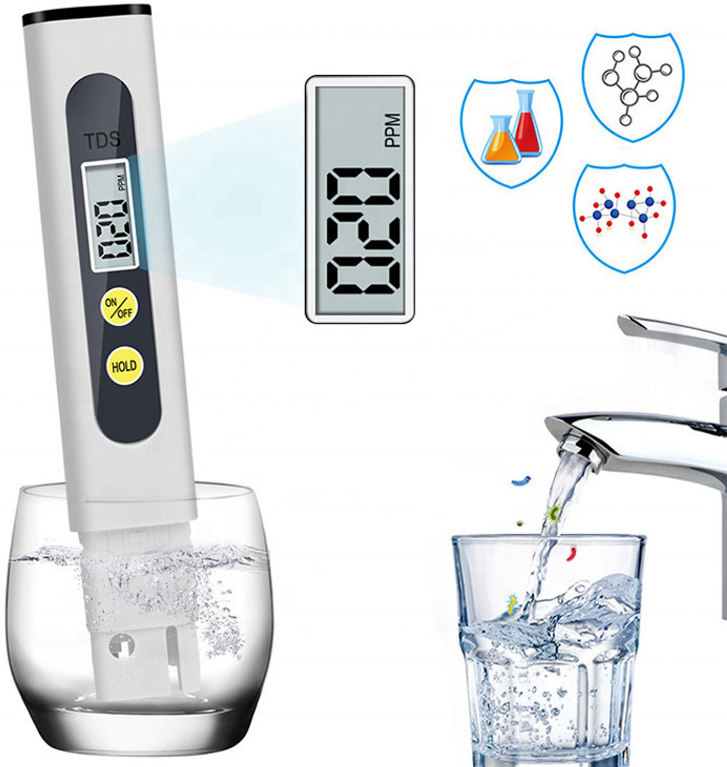 Image of Morwater Digital TDS for Water Quality Testing (0~999ppm) with Hold Feature Digital TDS Meter