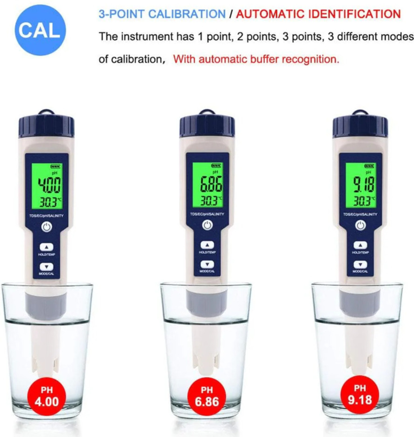 Image of Real Instruments 5 in 1 Function Water Quality Testing Meter PH Digital TDS Meter