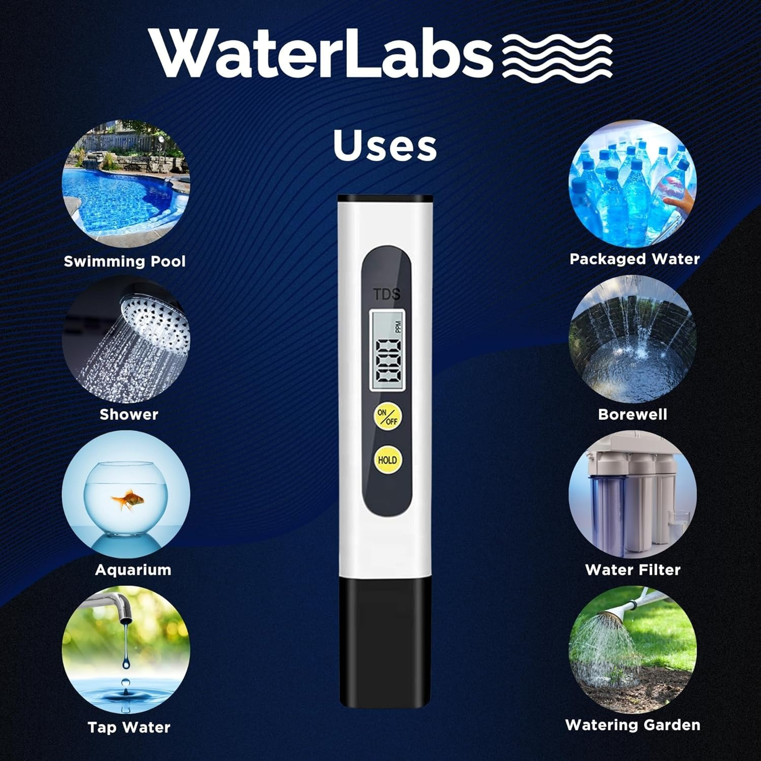 Image of WaterLabs Water Quality Tester 0-999ppm Portable LCD Purity Checker Digital TDS Meter