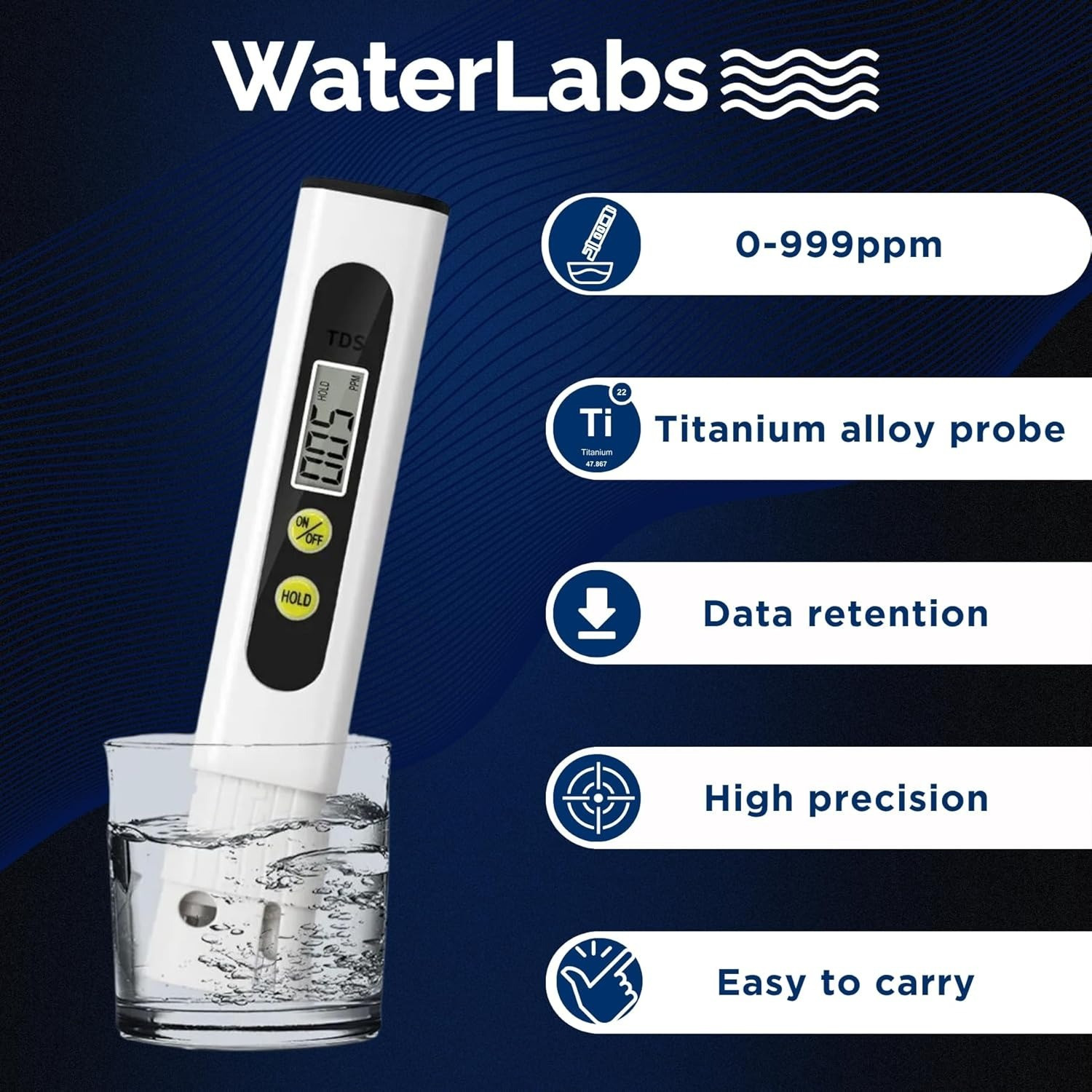 Image of WaterLabs Water Quality Tester 0-999ppm Portable LCD Purity Checker Digital TDS Meter