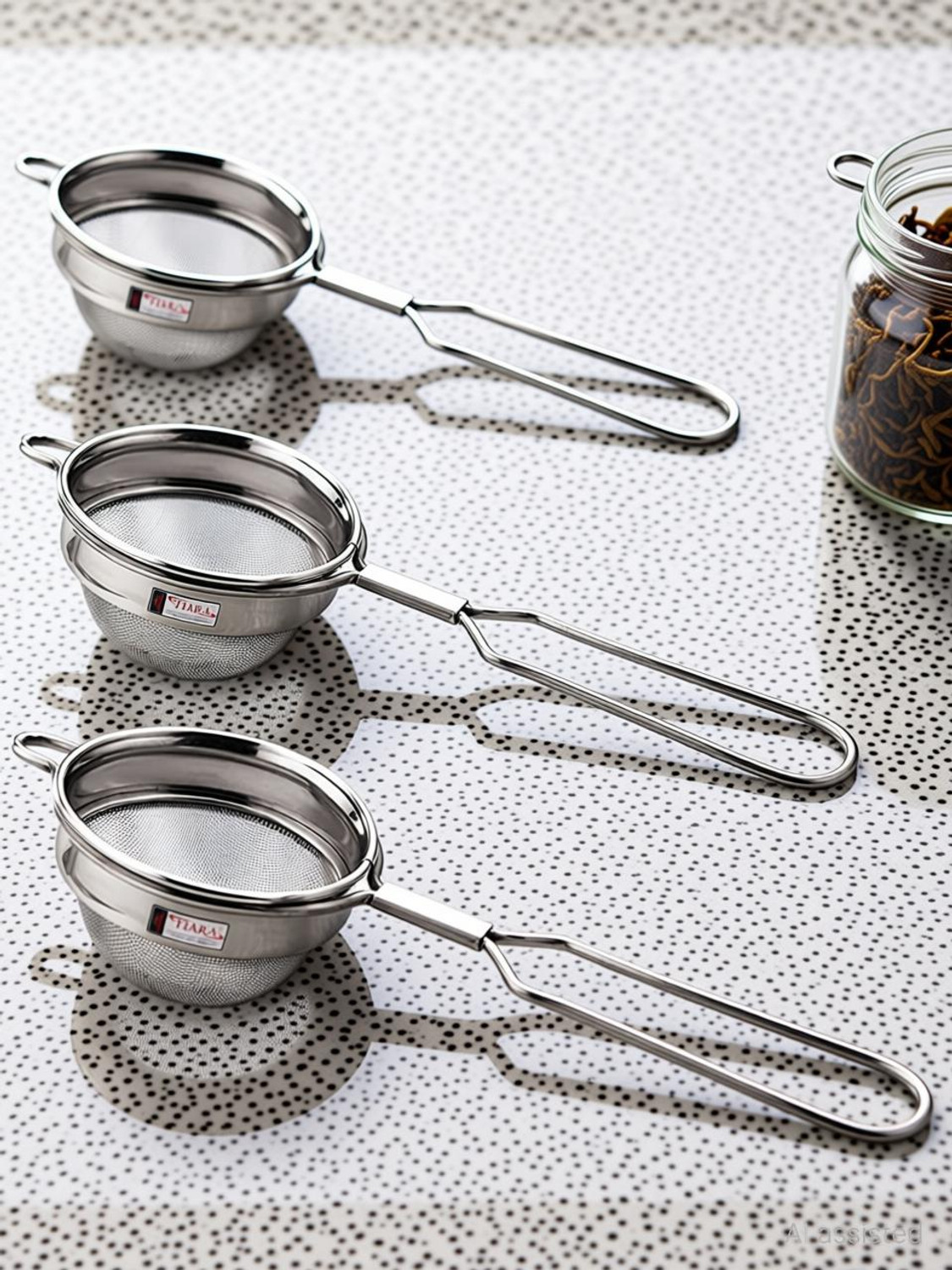 Image of TIARA 3PC Max Round Single Net Tea Coffee Stainless Steel (304 Steel Food Grade) Tea Strainer