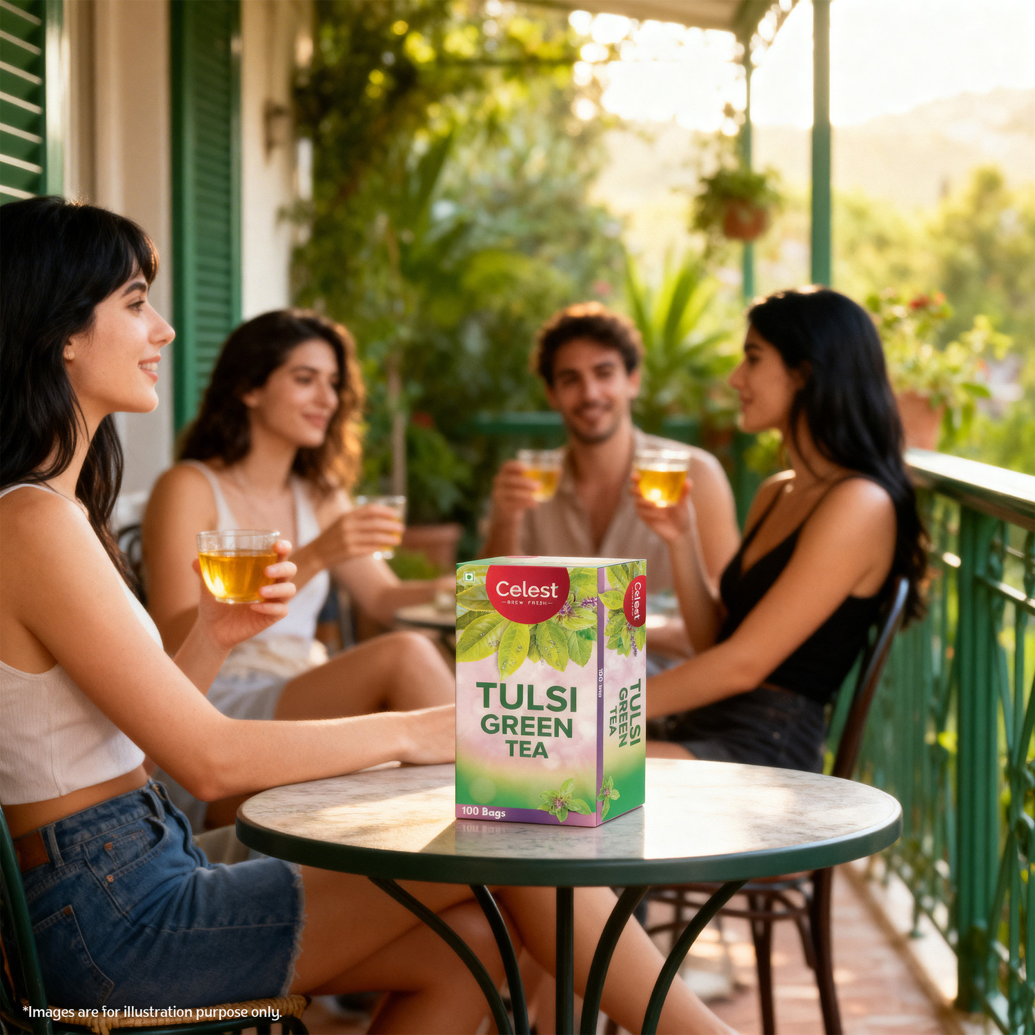 Image of Celest Tulsi Green, 100 Tea Bags | Green Tea - Tulsi | Green Tea | Tulsi Green Tea Bags Box