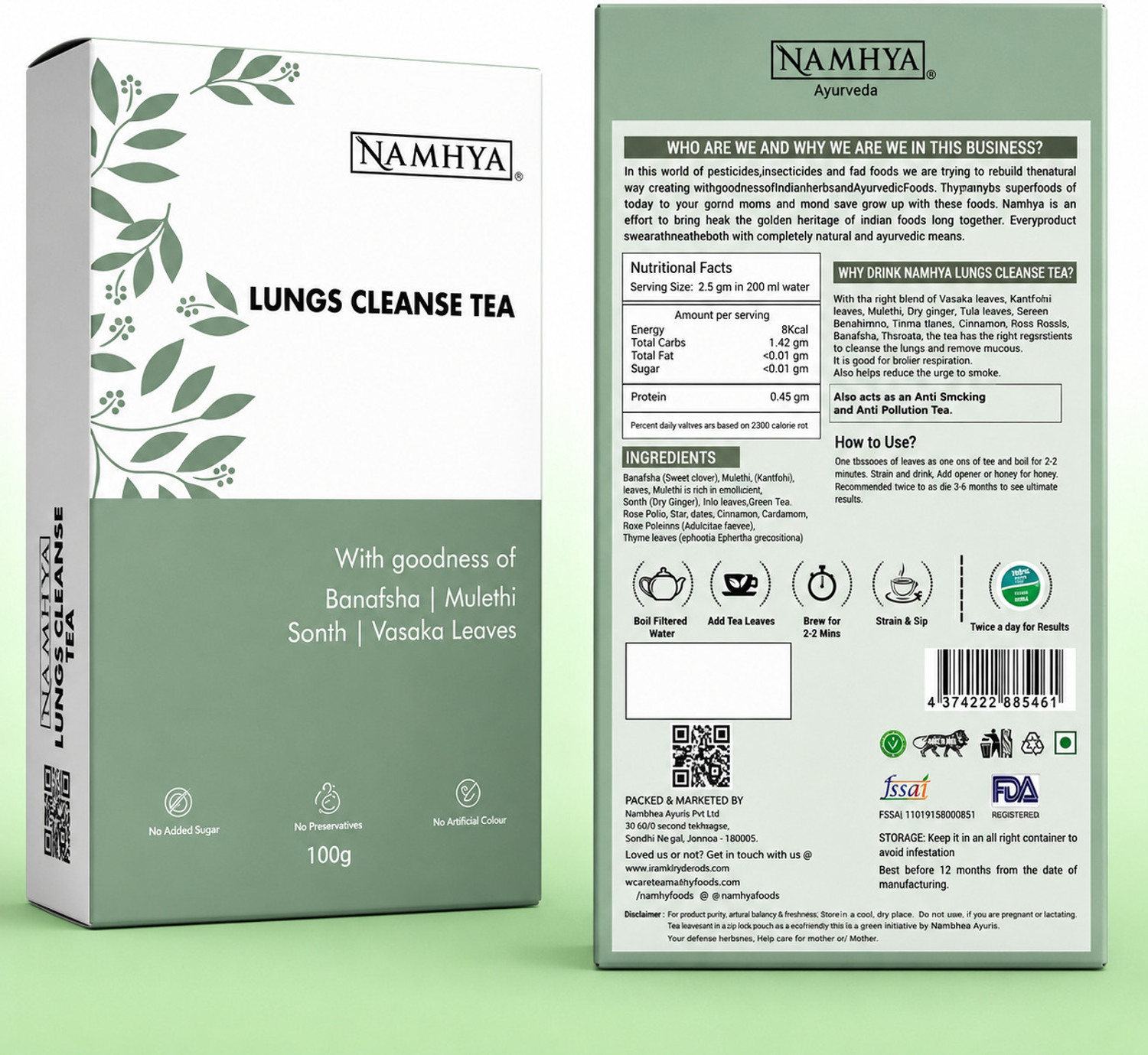 Image of NAMHYA FOODS Lungs Cleanse Loose Tea For Cold, Cough and Chest Congestion Herbal Tea Unflavoured Herbal Tea Pouch