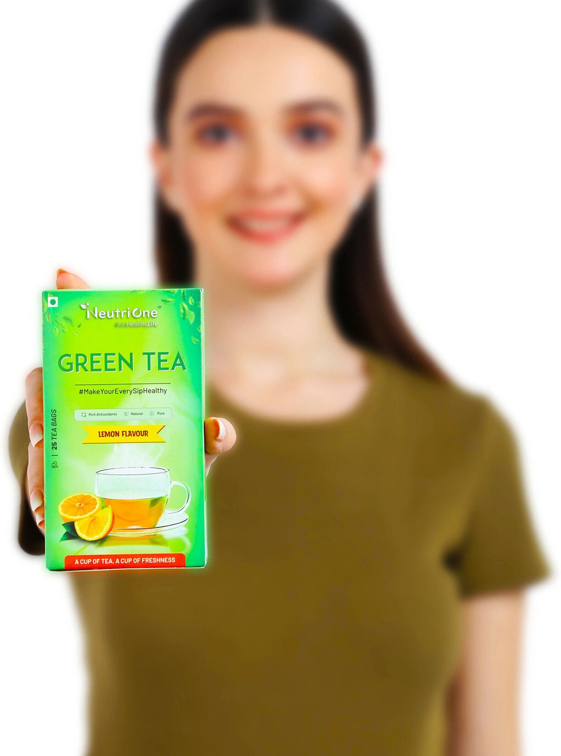 Image of NeutriOne Green Tea Lemon for Weight Loss & Boost Immunity| Vitamin C|Authentic Tea Leaves Lemon Green Tea Bags Box