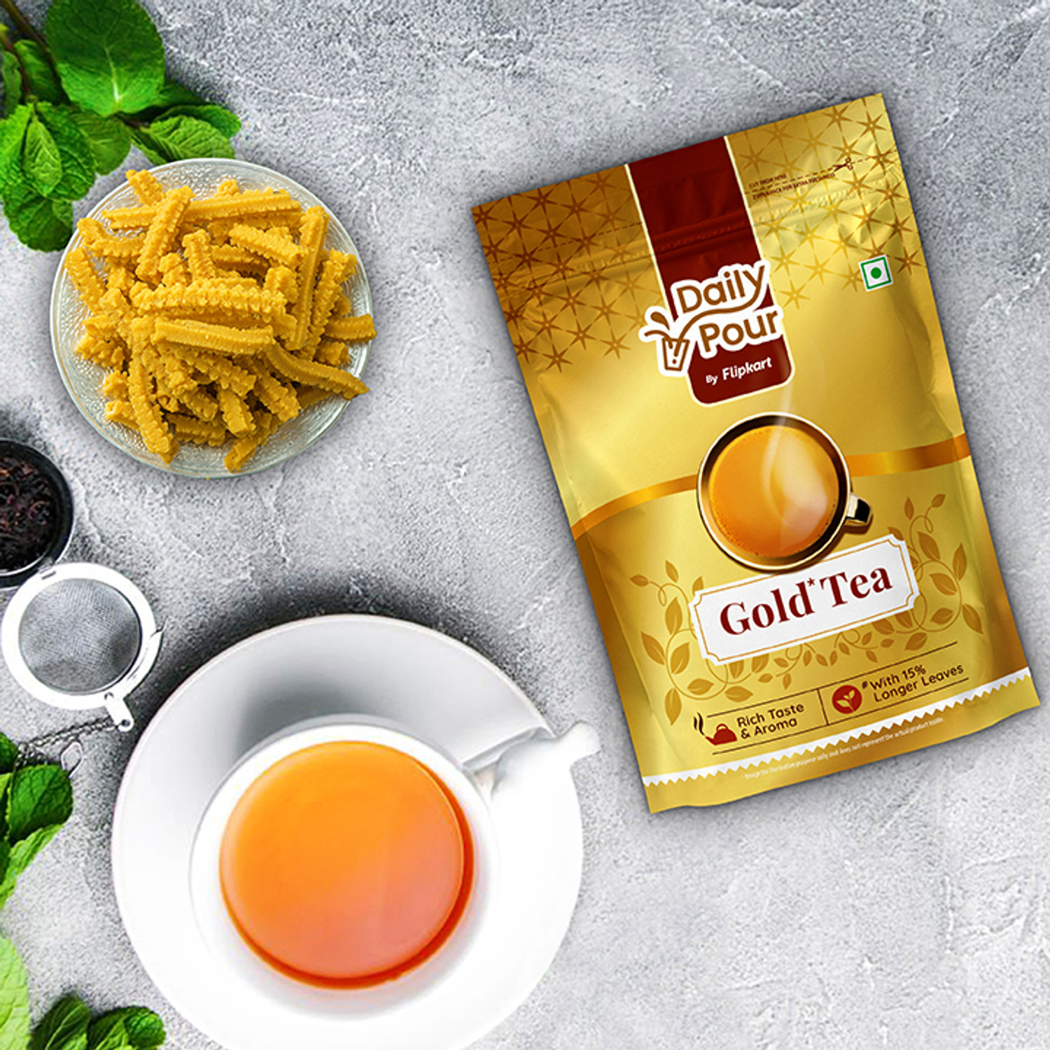 Image of Daily Pour by Flipkart Gold Tea Pouch