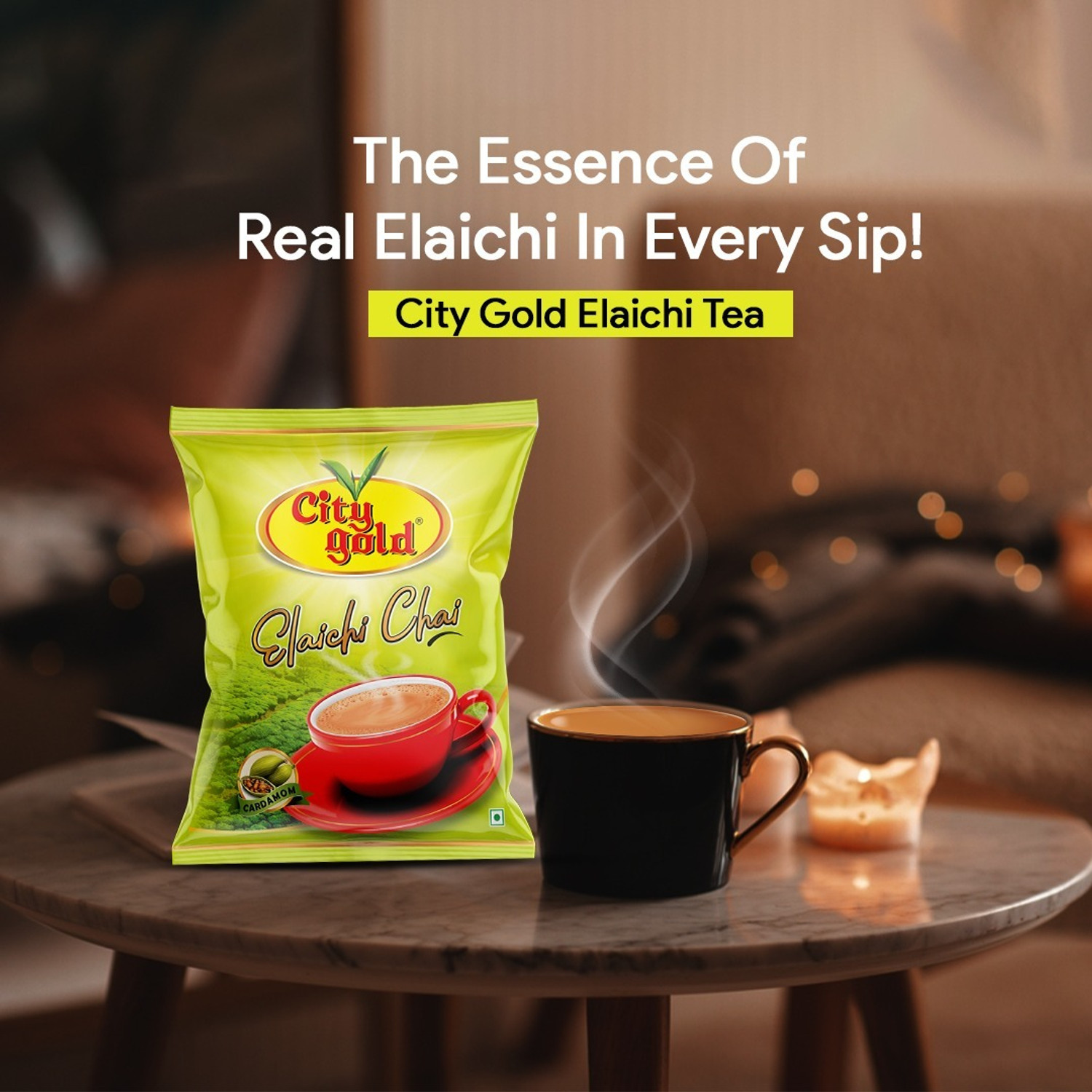 Image of CITYGOLD Tea Elaichi Chai CTC Cardamom Tea 1 KG Flavoured Tea - Tea Pouch