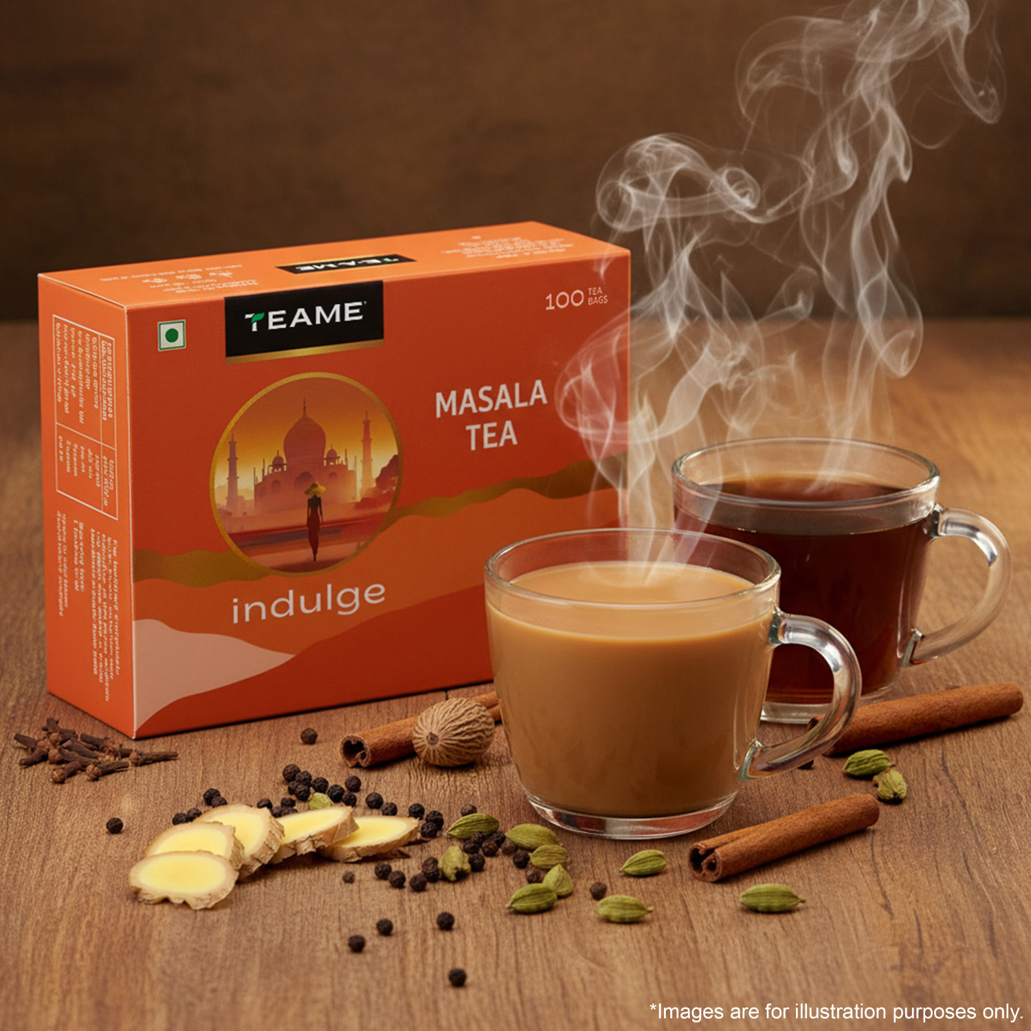 Image of TE-A-ME Masala Black Tea - 100 Tea Bags, Masala Tea Bags Box