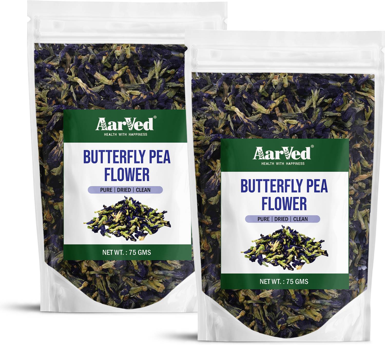 AarVed Dried Butterfly Pea Flower Tea | Natural Blue Pea Tea Herbal Tea Pouch