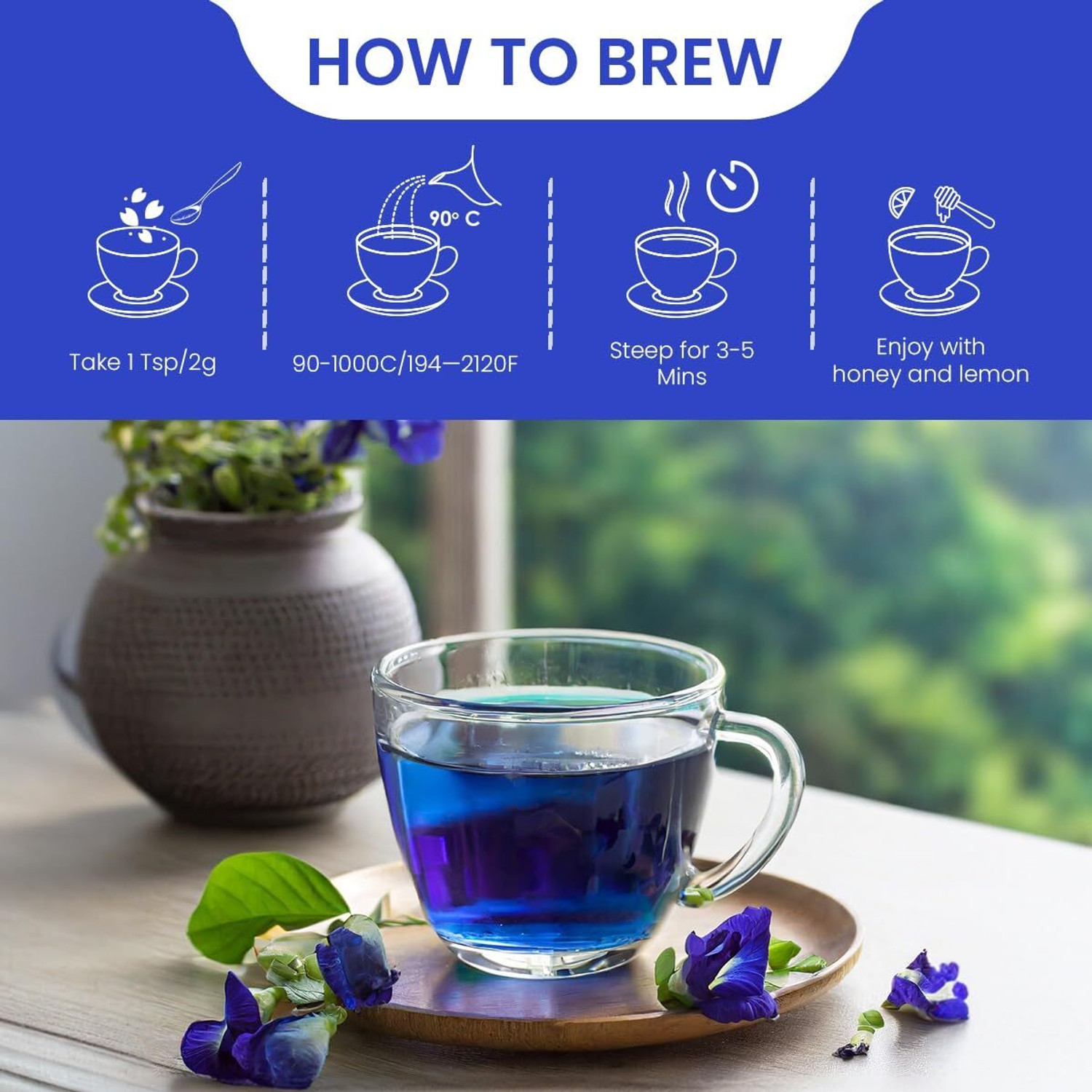 Image of Shrinika BLUE TEA Butterfly Pea Flower Tea | Antioxidant | Weight Loss | Caffeine Free Herbs Blue Tea Box