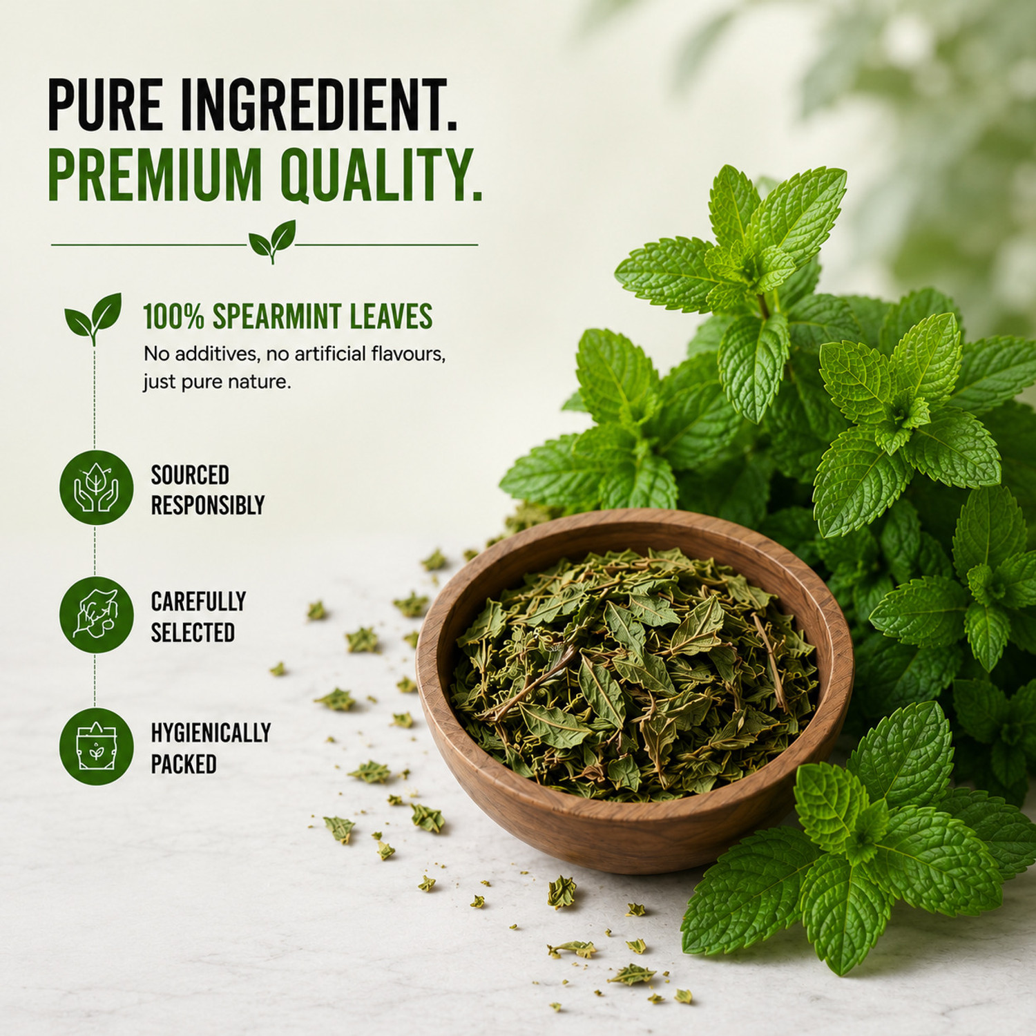 Image of BLUE TEA Spearmint Leaves-Tea, Supports Hormone, Pcos Relief & Weight Loss, Caffeine Free Herbs Herbal Tea Plastic Bottle