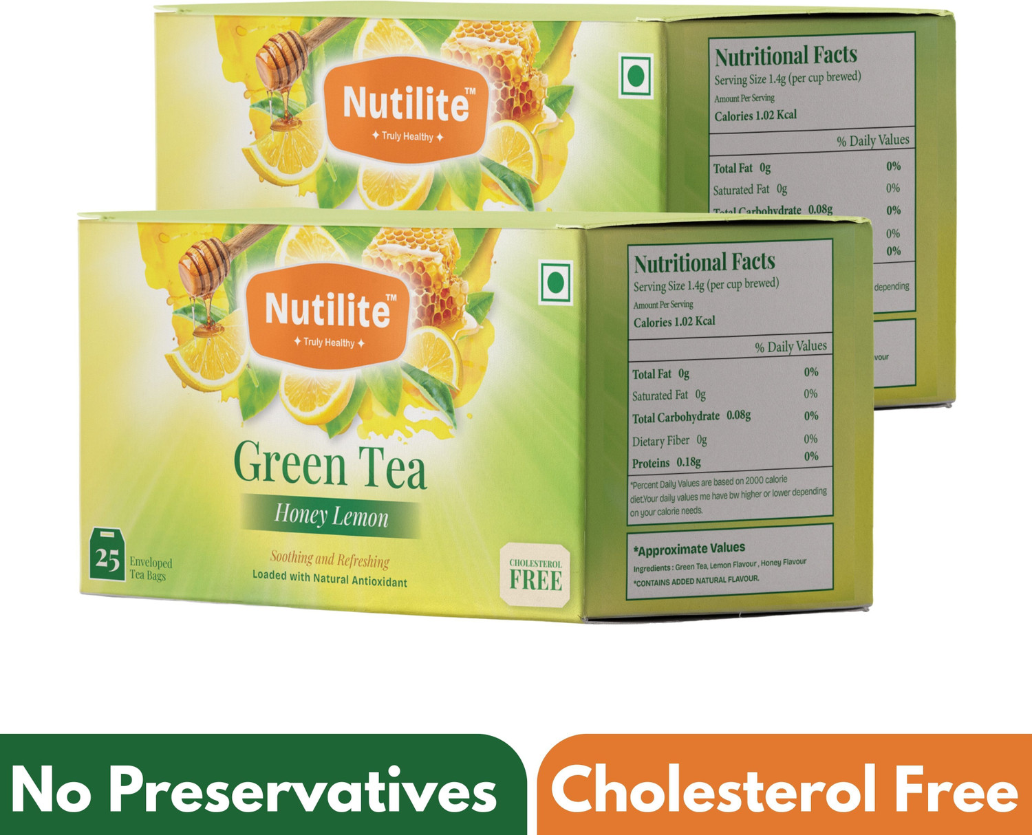 Image of Nutilite Honey Lemon Green Tea Bags│Slimming Green Tea for Boost Immunity and Digestion│ Honey, Lemon Green Tea Bags Box