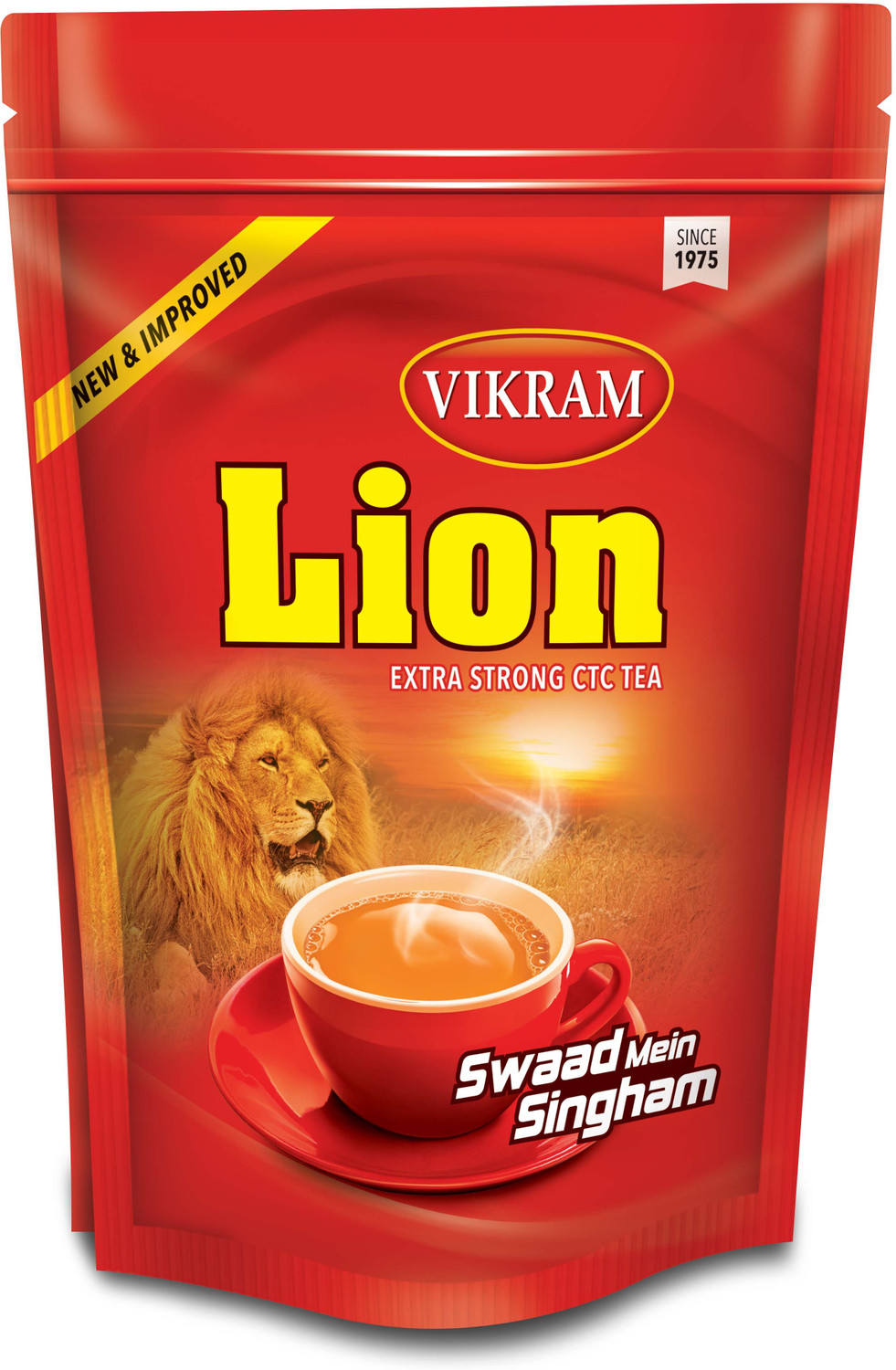 Image of Vikram Lion Tea | Selected Assam Tea Leaves (Solid Dum, Swaad Mein Singham) 1kg Black Tea Pouch