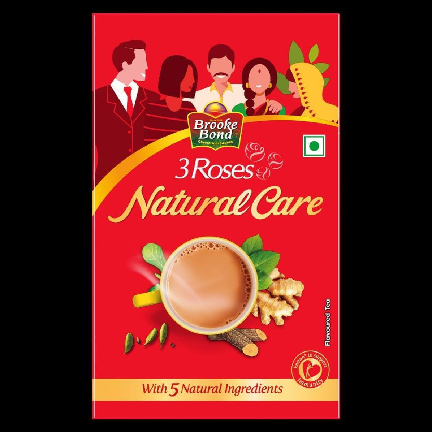 Image of 3 Roses Natural Care Ginger, Cardamom, Tulsi, Ashwagandha, Liquorice Tea Box
