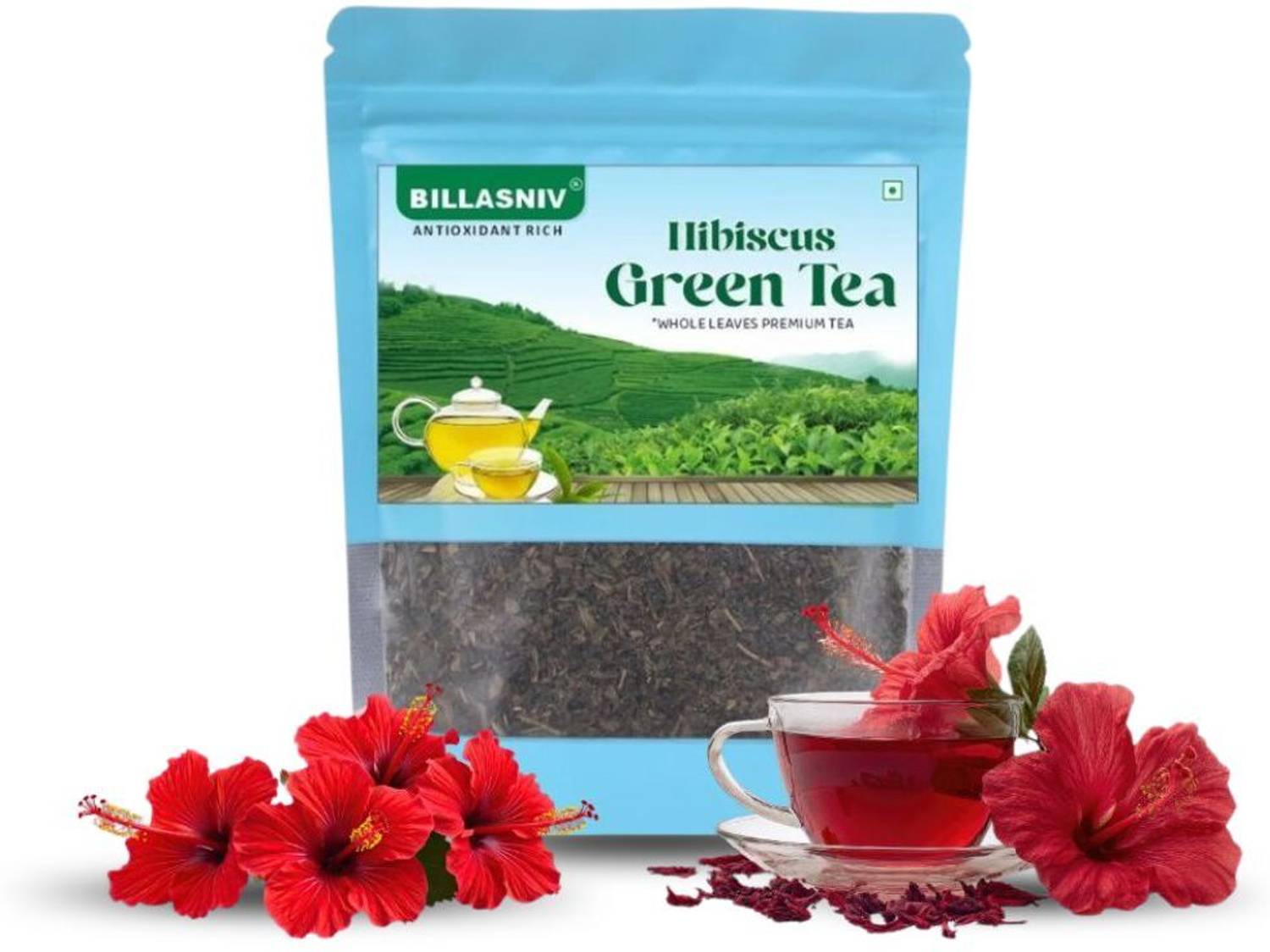 BILLASNIV Hibiscus Green Tea 100g Hibiscus Green Tea Pouch