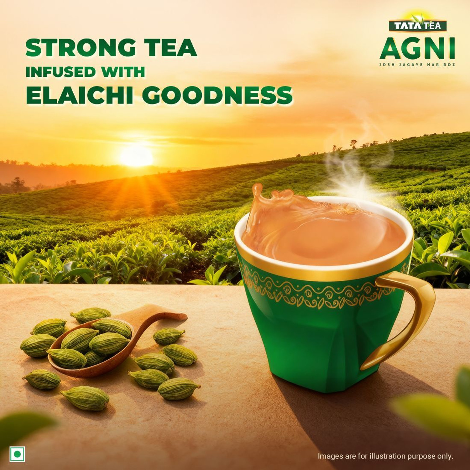 Image of Tata Tea Agni Elaichi Flavoured Strong Black Tea 1 kg Pack Tea Pouch