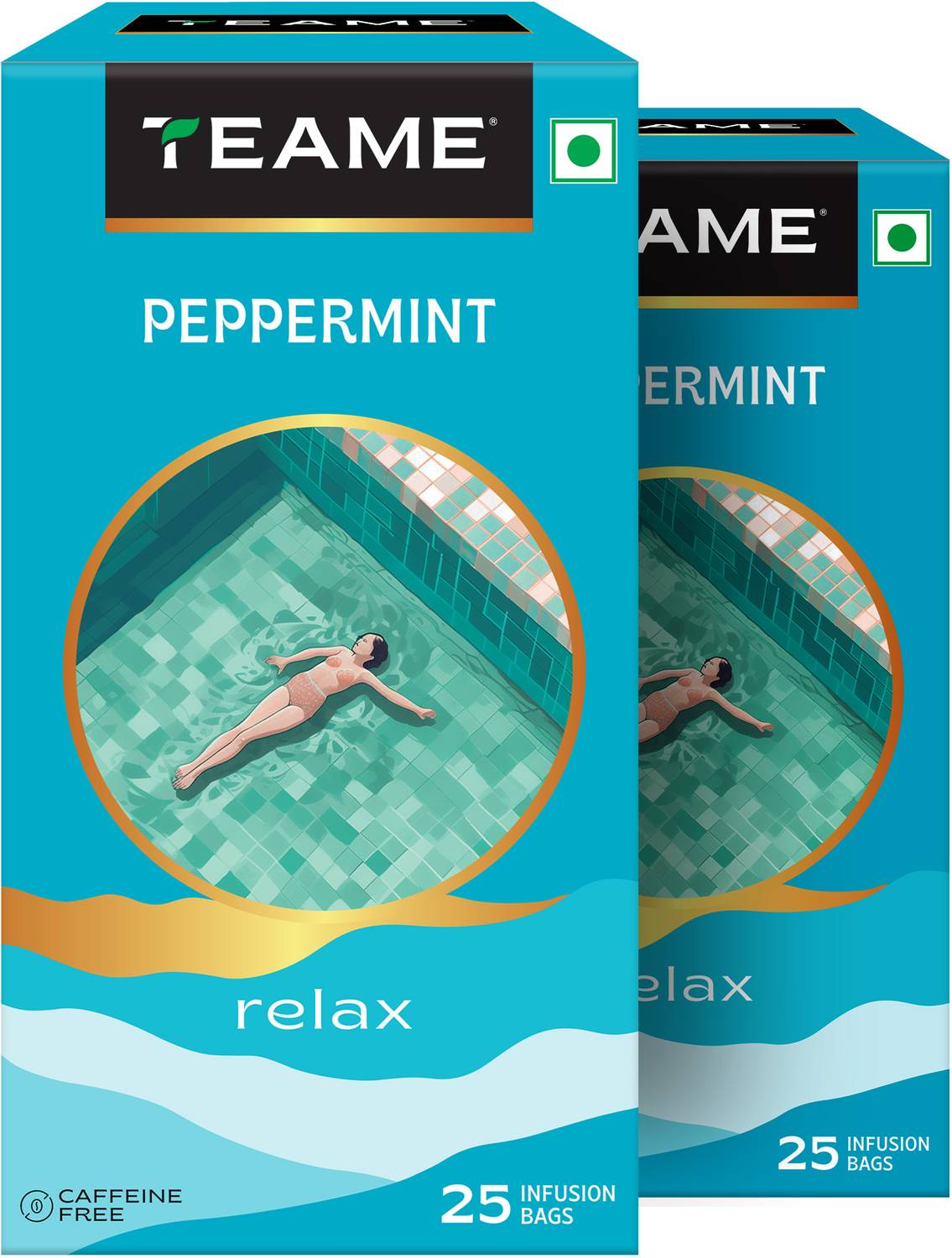 TE-A-ME Pack of 2 ( 2 X 25 = 50 Tea Bags ) Peppermint Infusion Tea Bags Box