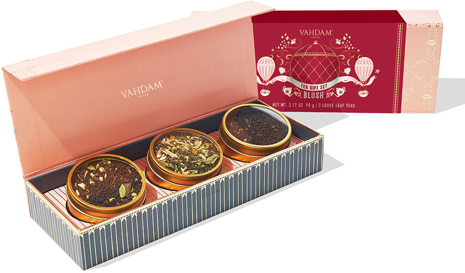 Image of Vahdam Blush - 3 Assorted Assorted Tea Blend Festive Gift Box