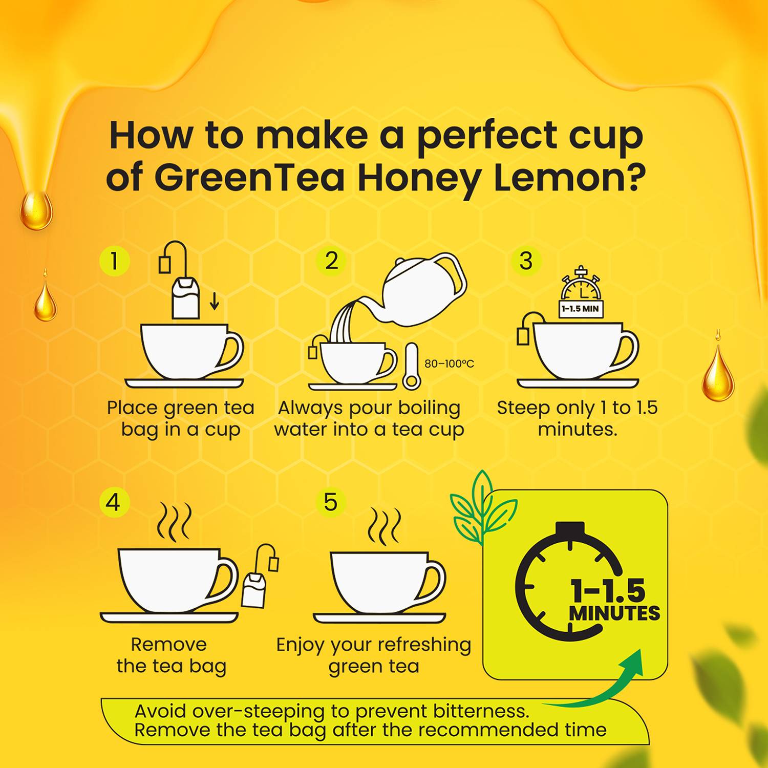 NutroVally Lemon Honey Green Tea Bags - Image 5