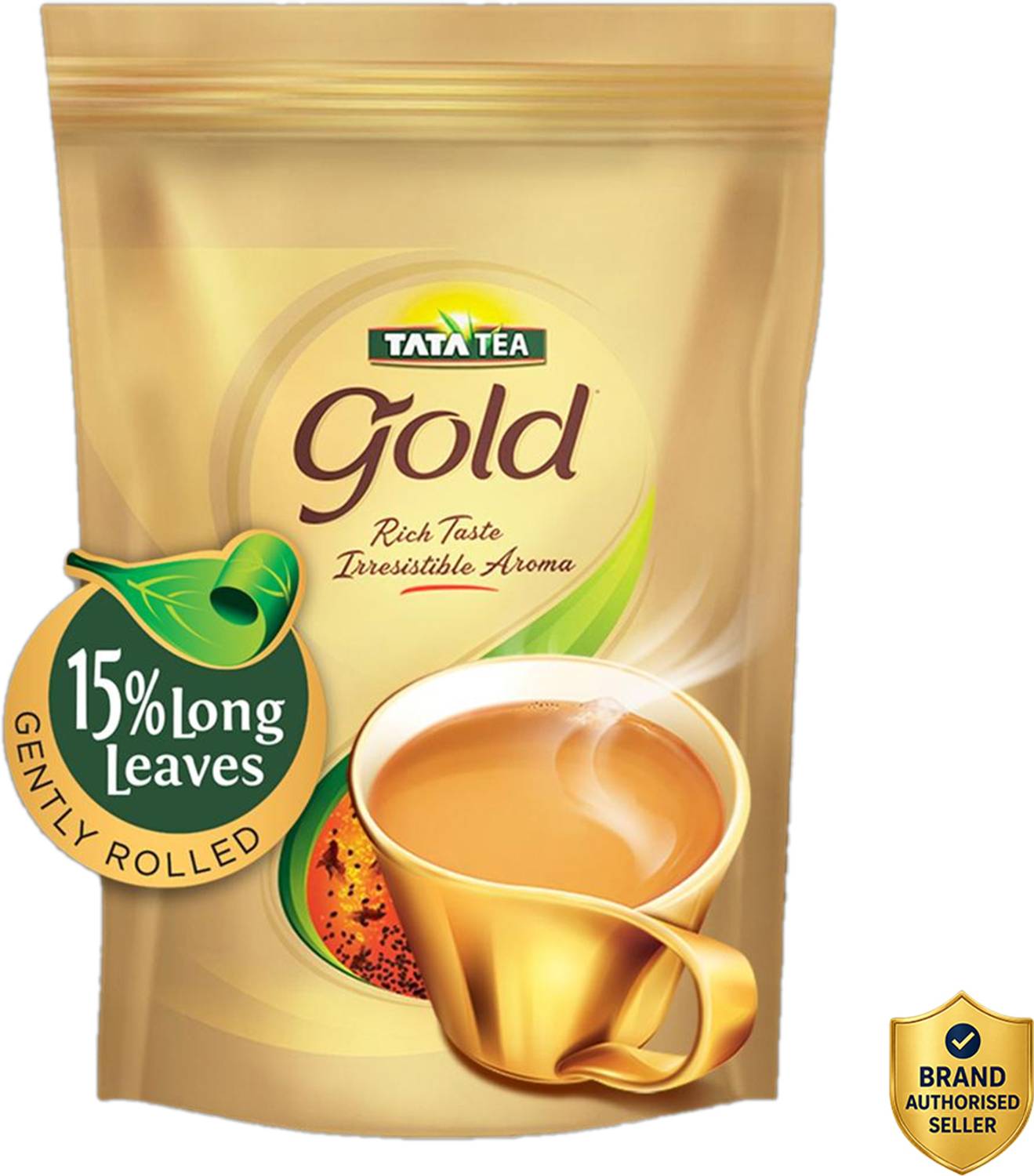 Tata Tea Gold Black Tea with Gently Rolled Aromatic Long Leaves Unflavoured Black Tea Pouch