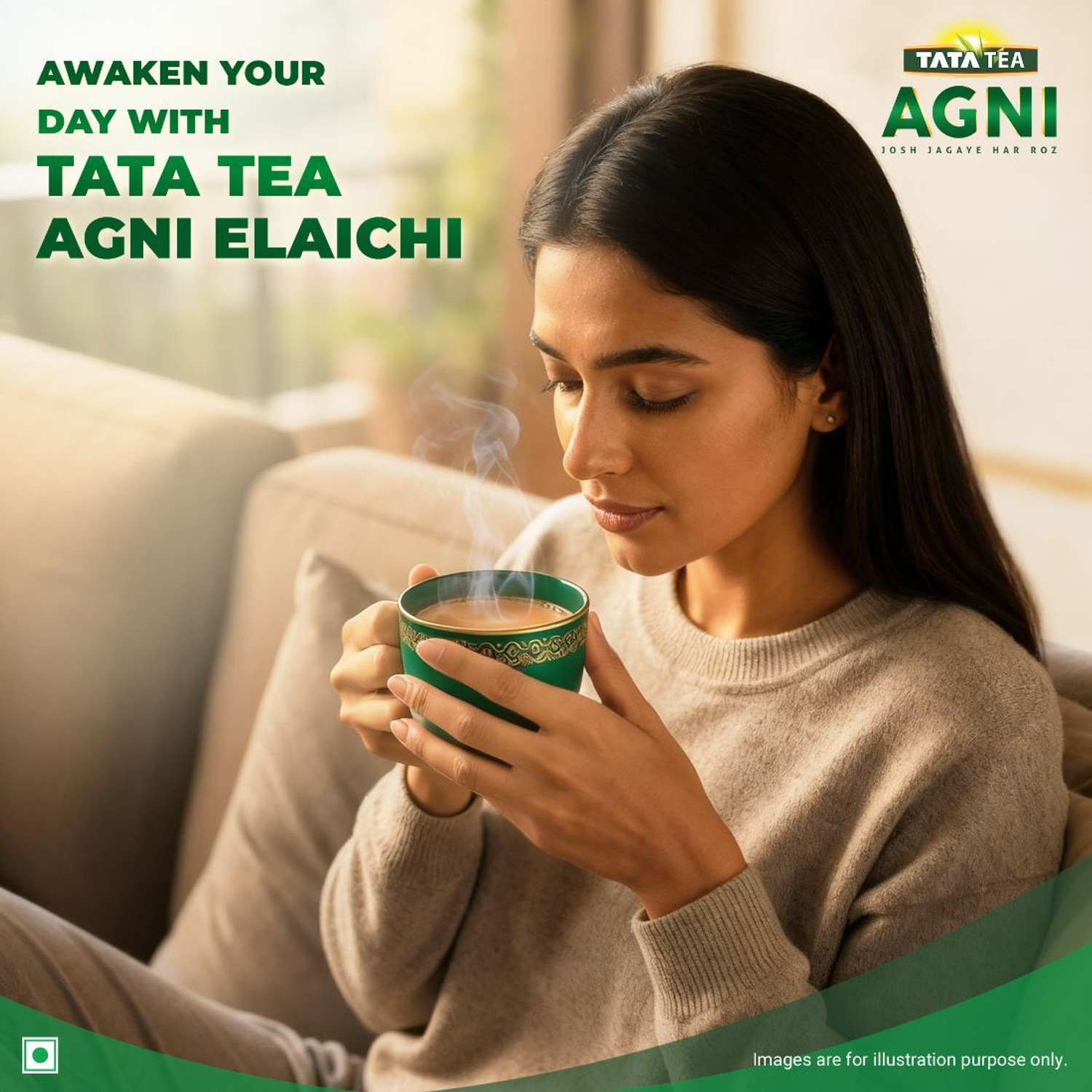 Image of Tata Tea Agni Elaichi Flavoured Strong Black Tea 1 kg Pack Tea Pouch