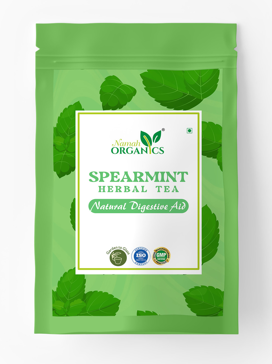 Image of Namah Organics Pure Spearmint Herbal Tea Leaves 100% Natura,lRich in antioxidants for PCOD /PCOS Mint Herbal Tea Vacuum Pack