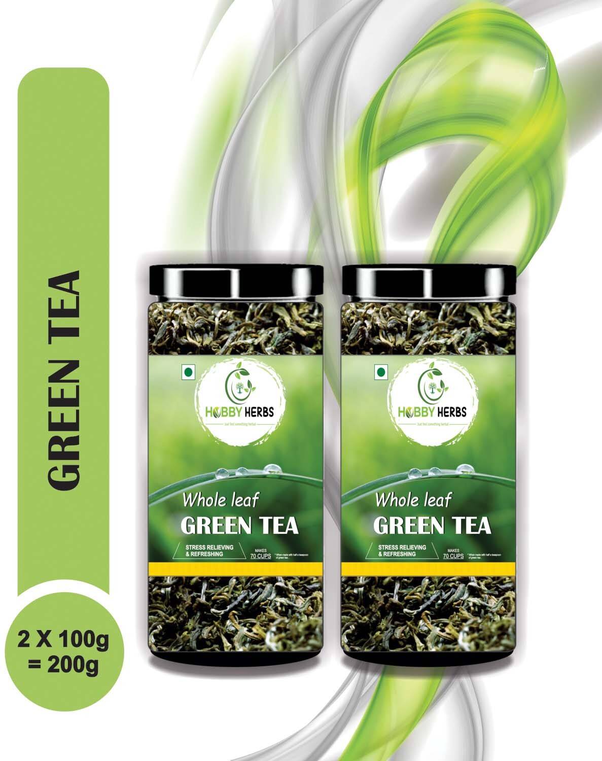 Hobby Herbs Green Tea 200g | Long Leaves | Green Tea for Weight Loss | Whole Leaf Green Tea| Green Tea Mason Jar