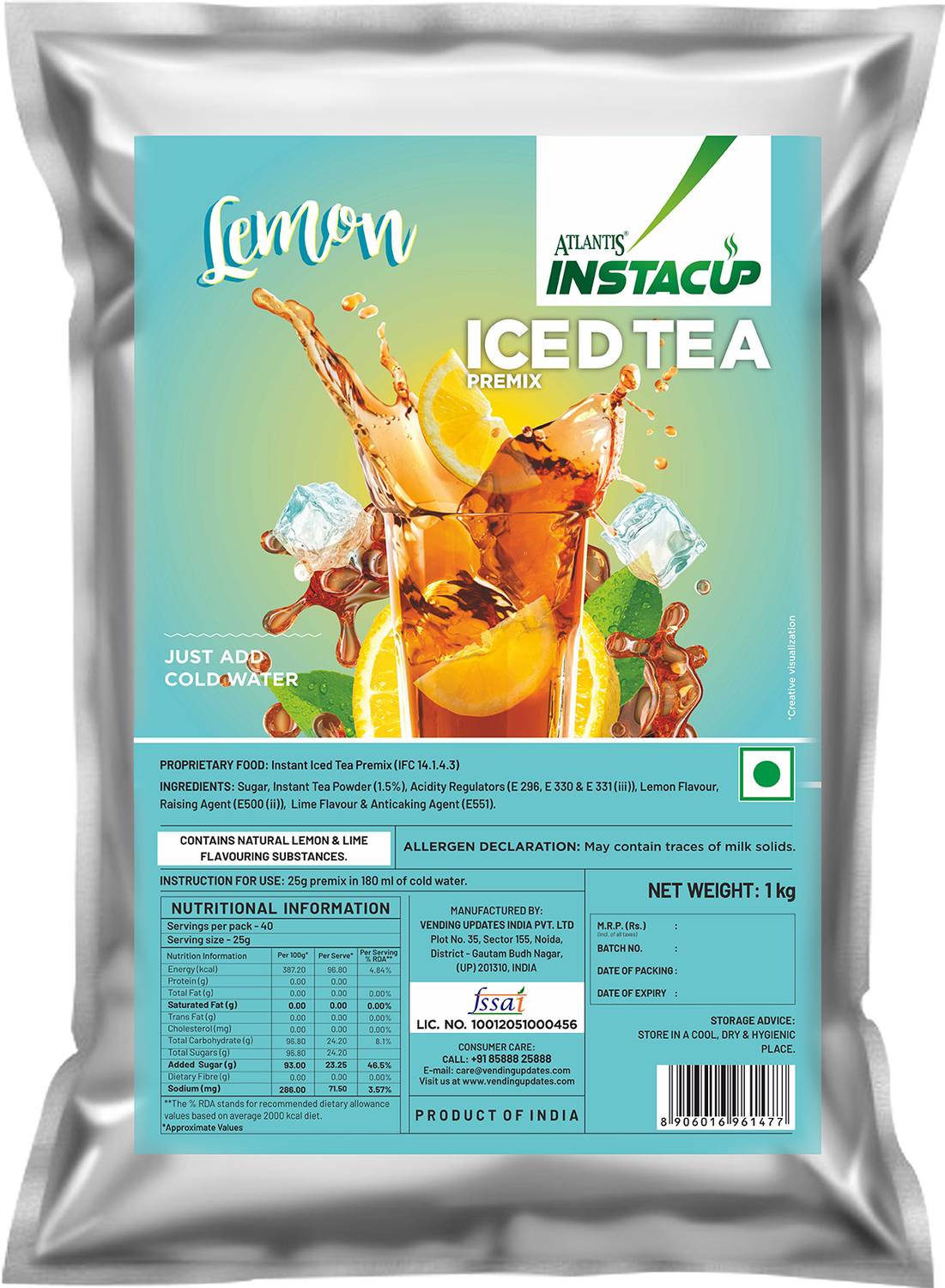 ATLANTIS Instacup Iced Tea Premix | Lemon Flavour | Lemon Iced Tea Pouch