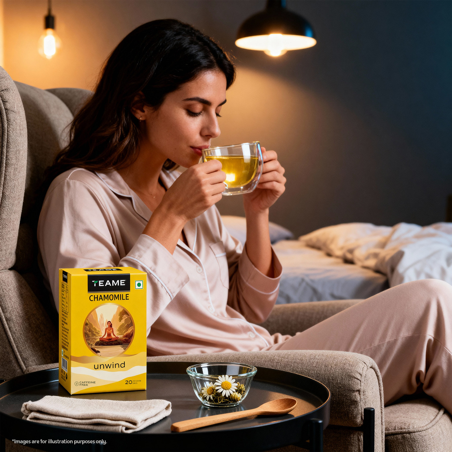 Image of TE-A-ME Chamomile Tea, 40 Tea Bags | Chamomile Tea Bags | 100% Chamomile Flower | Herbal Tea Bags Box