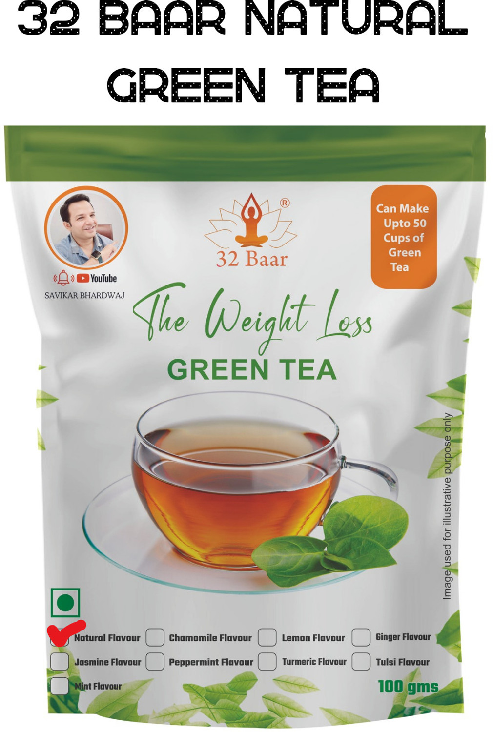 Image of 32 Baar Set Of 4 Chamomile Green Tea Pouch