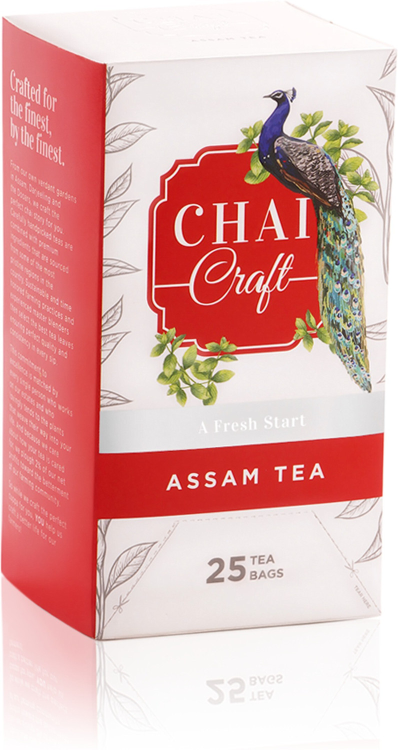 Image of Chai Craft Assam Tea, Brisk and Robust Black Tea, 25 Tea Bags Unflavoured Black Tea Bags Box