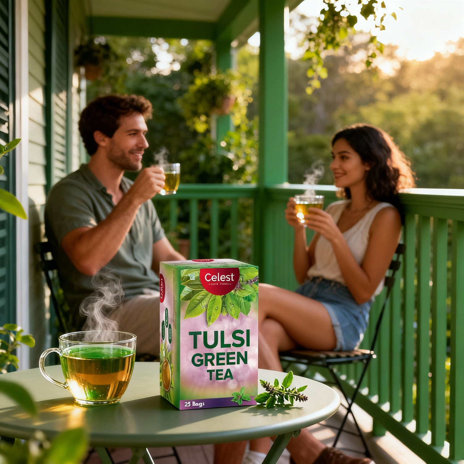 Image of Celest Tulsi Green Tea - 25 Green Tea Bags Box