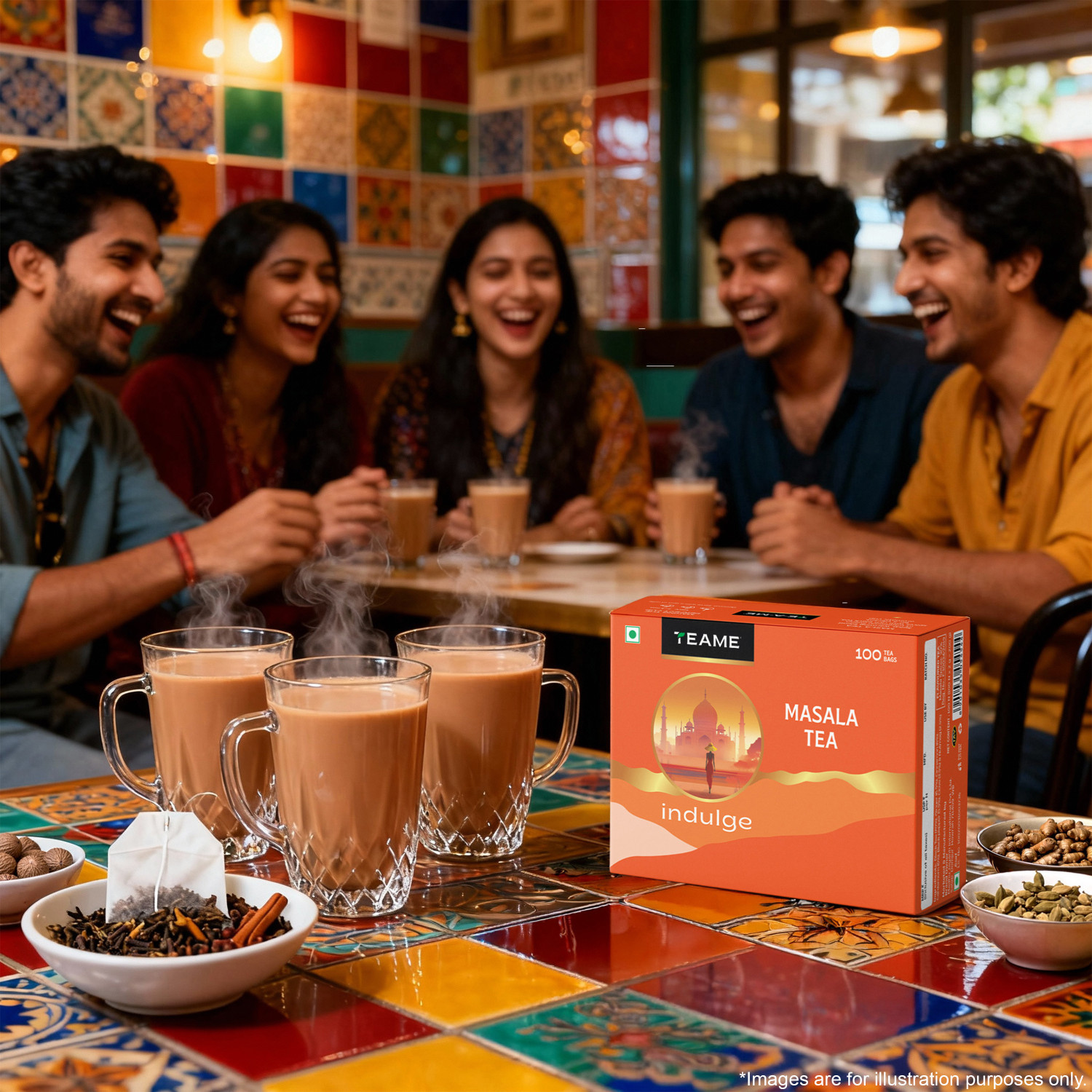 Image of TE-A-ME Masala Black Tea - 100 Tea Bags, Masala Tea Bags Box