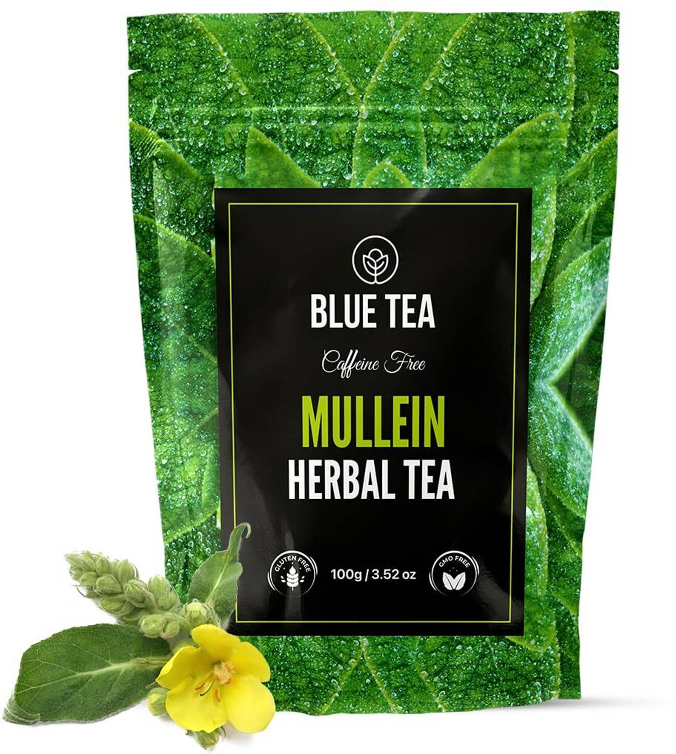 BLUE TEA Mullein Tea - Antioxidant Rich | For Immunity, Lung Detox, Respiratory Health - Herbal Tea Pouch