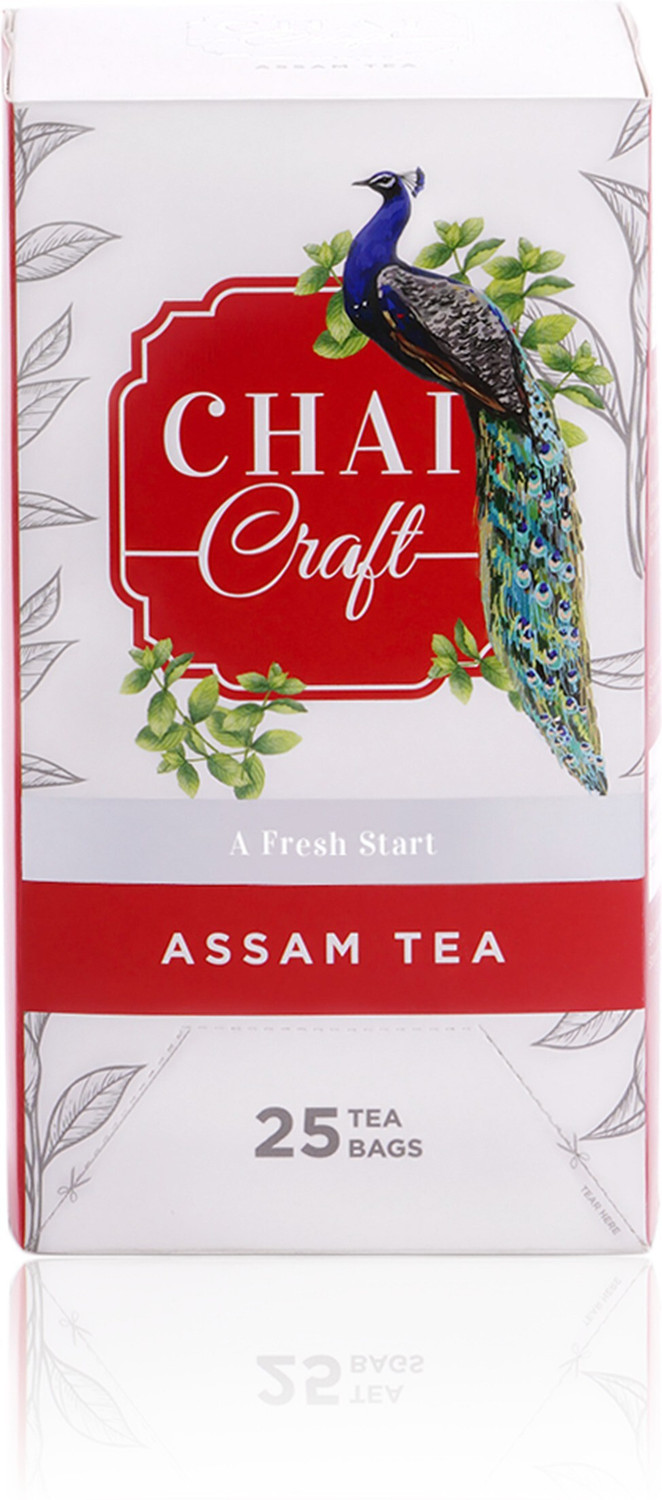 Image of Chai Craft Assam Tea, Brisk and Robust Black Tea, 25 Tea Bags Unflavoured Black Tea Bags Box