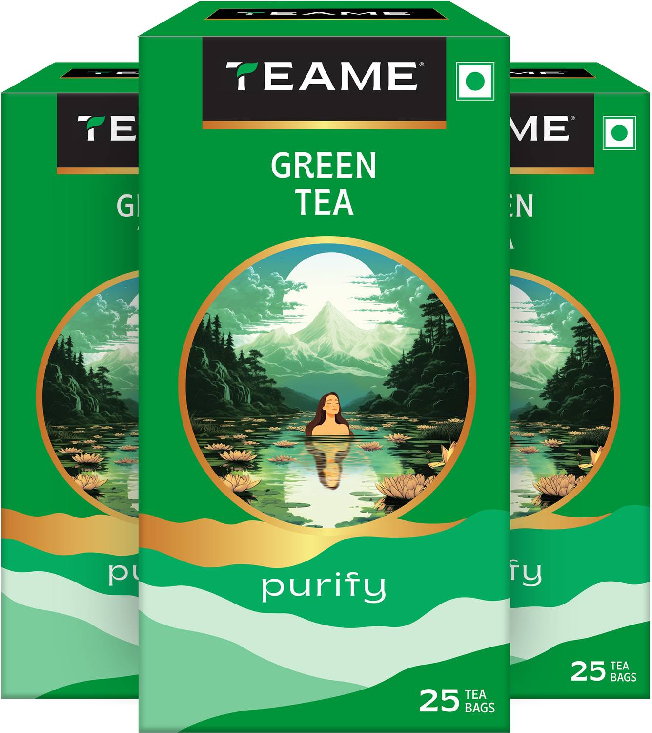 TE-A-ME Purify Natural Green Tea Bags Box