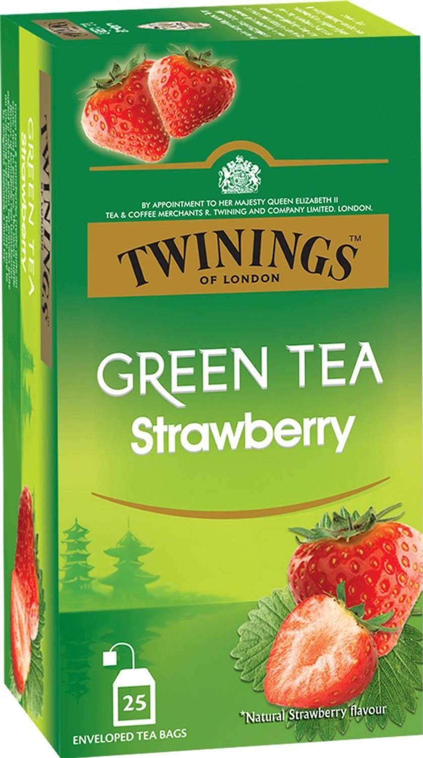 TWININGS Green Tea Strawberry, Sweet Subtle Flavour of Strawberry Strawberry Green Tea Bags Box