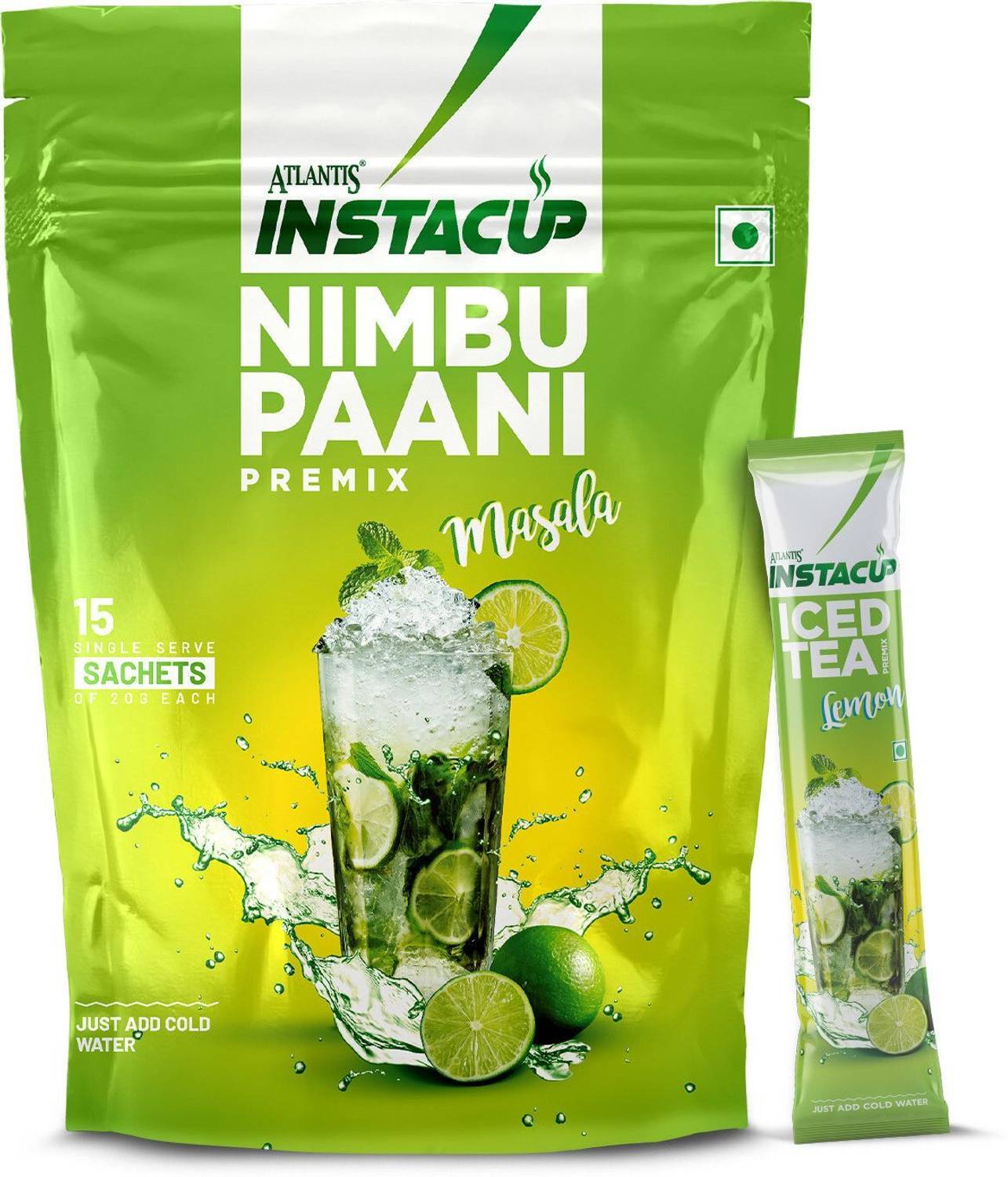 ATLANTIS Instacup Nimbu Paani Premix Single Serve Sachets Lemon Iced Tea Pouch