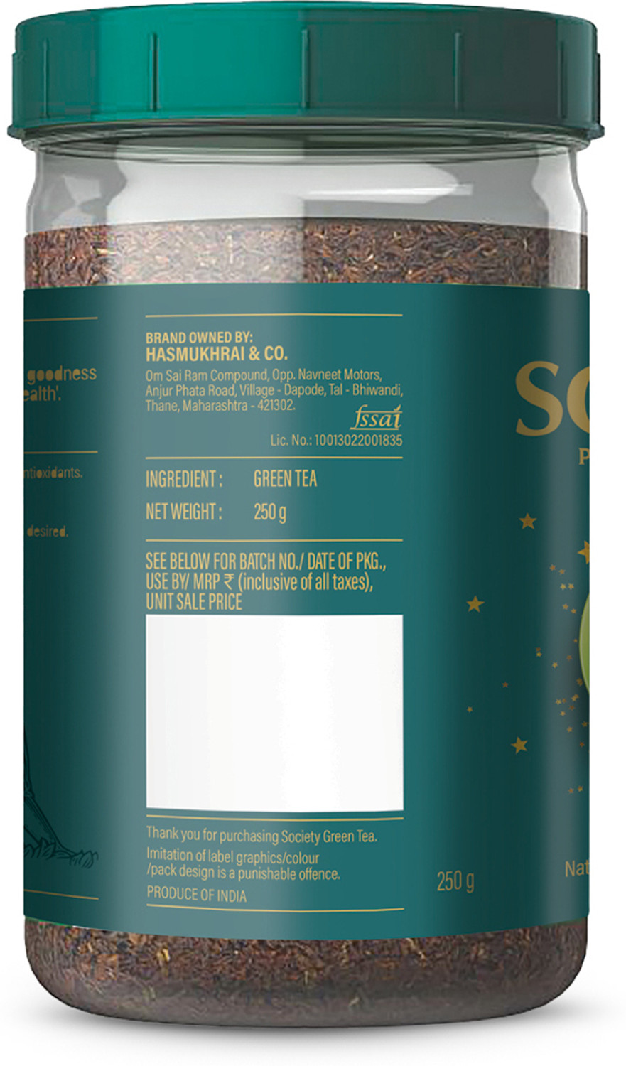 Image of Society Premium Green Tea Plastic Bottle (250 g)