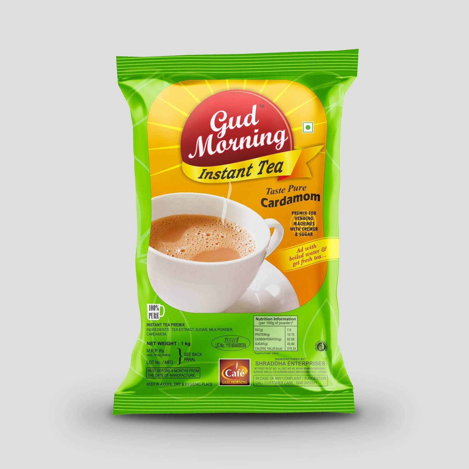 cafe gud morning Tea Premix Cardamom (Elayachi Chaay) Cardamom Instant Tea Pouch