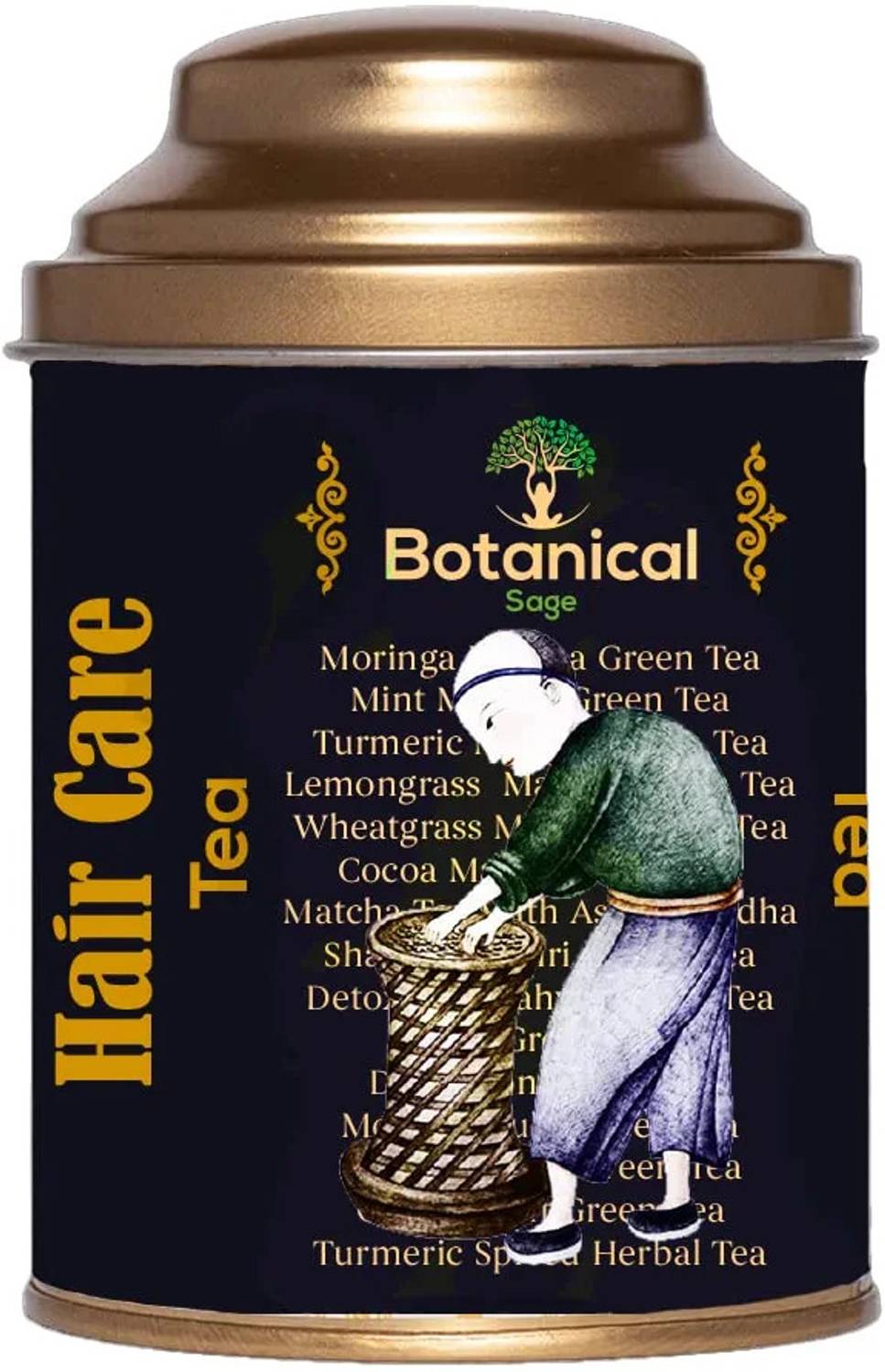 Botanical Sage Hair Care tea 100g | With goodness of Rose Petals, Saw palmetto, rosemary Herbal Tea Tin