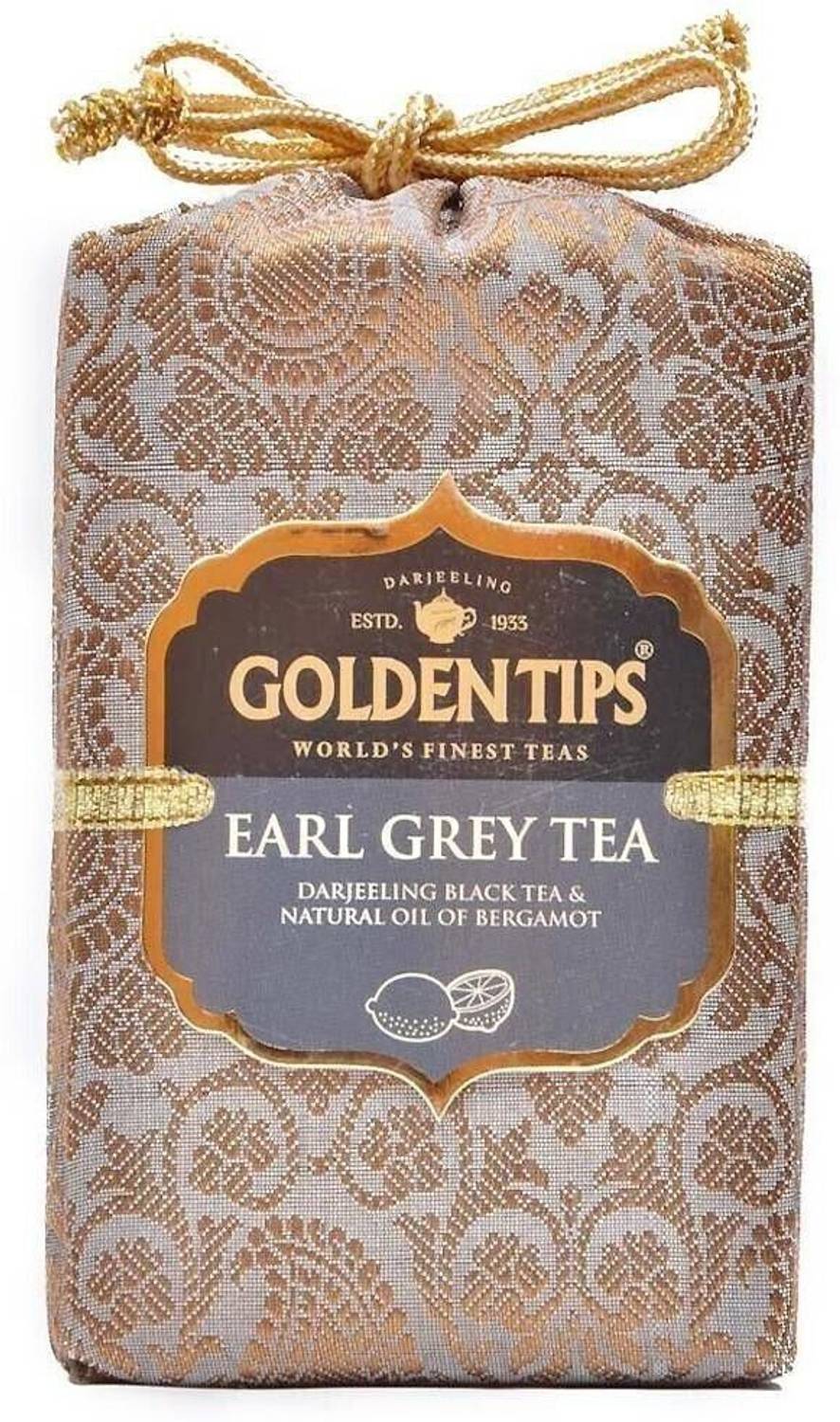 Golden Tips Darjeeling Earl Grey in Brocade Bag Loose Leaves Black Tea Box