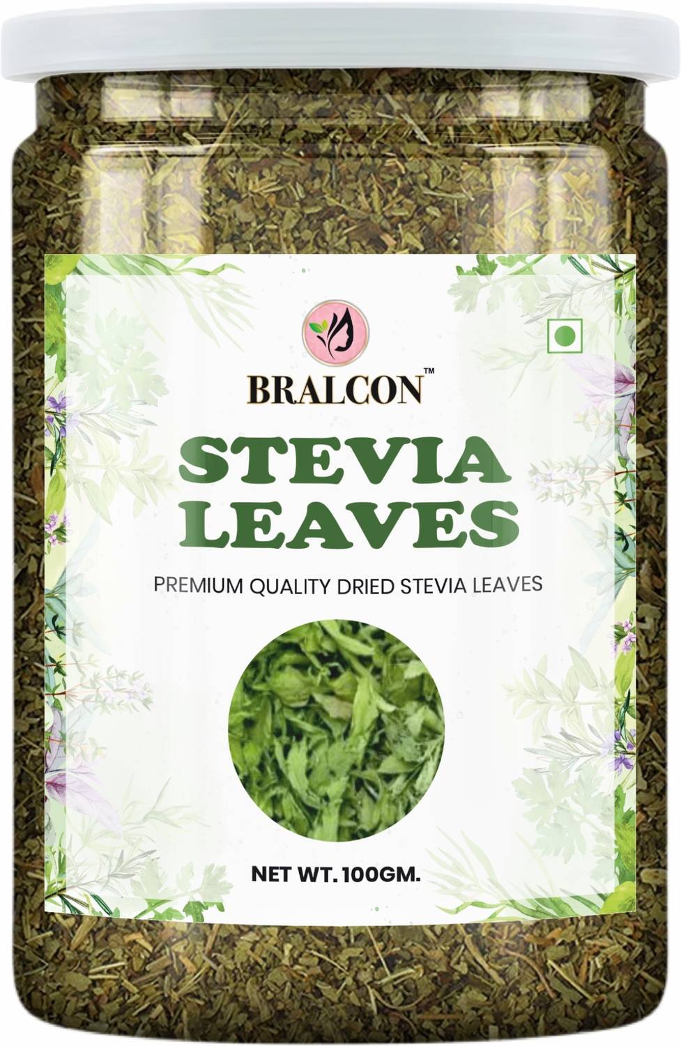 BRALCON Dried Stevia Leaves 100g | Natural Herbal Sweetener & Sugar Substitute Unflavoured Herbal Tea Plastic Bottle