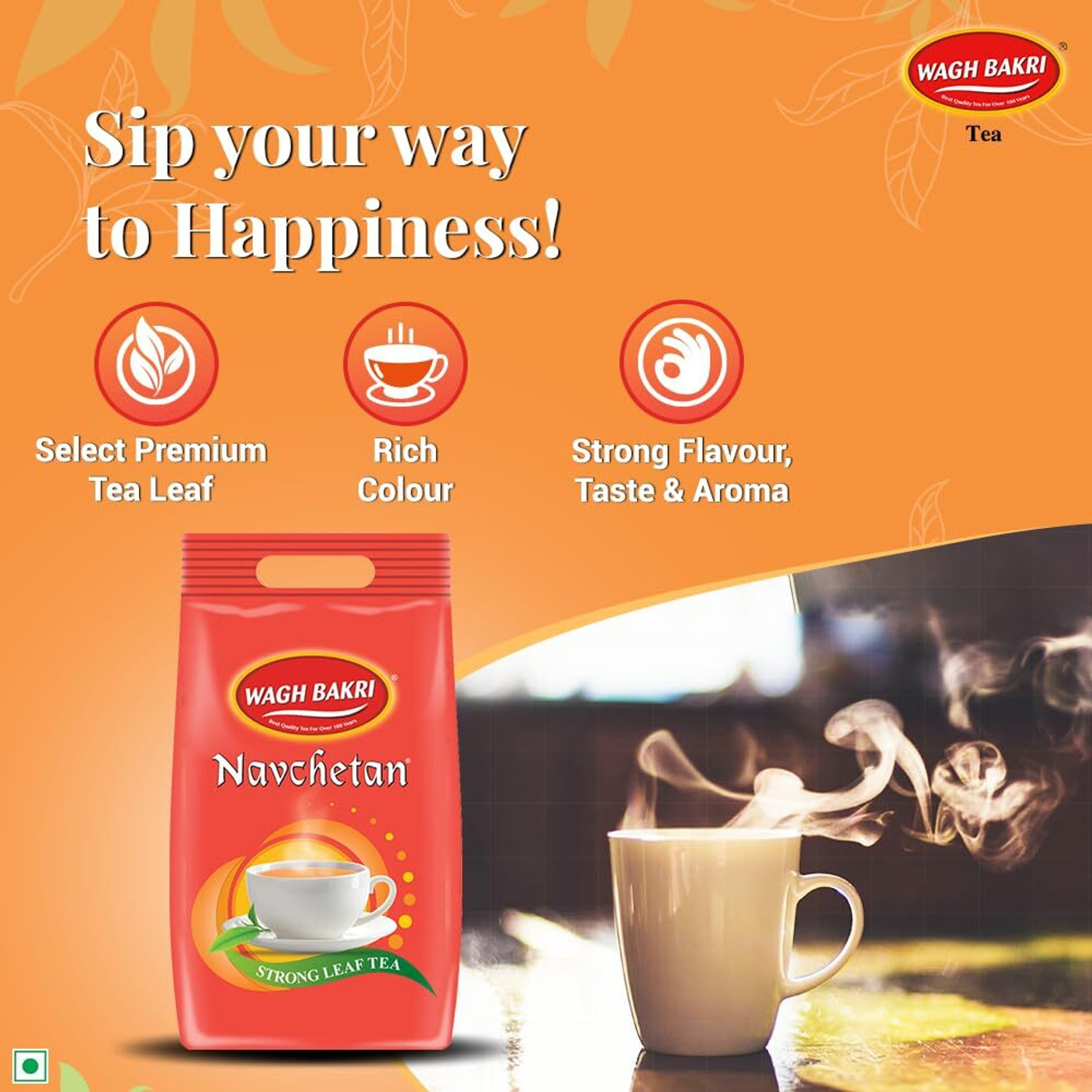 Image of WAGH BAKRI Navchetan Danedar Tea Pouch