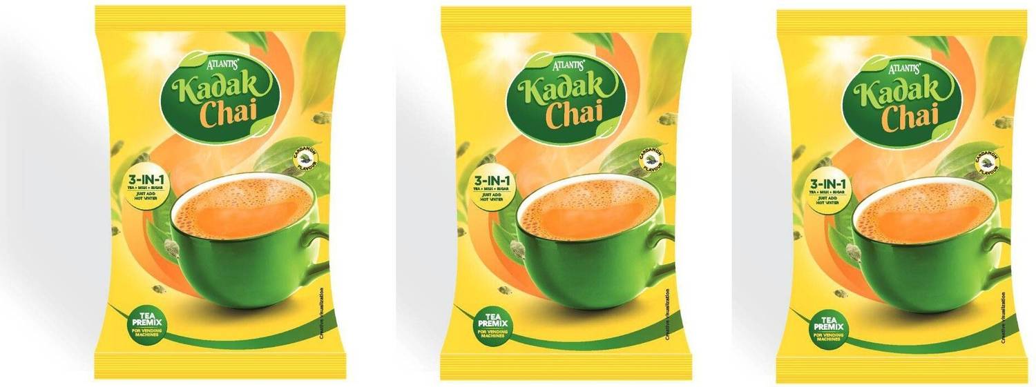 ATLANTIS 3 in 1 Kadak Cardamom Tea Premix (Contains Tea, Milk and