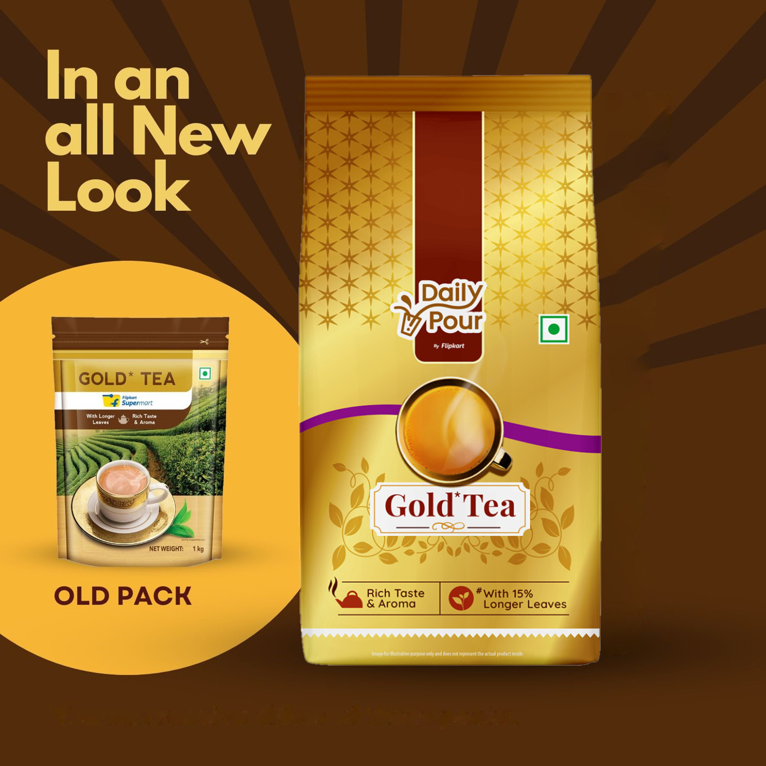 Image of Daily Pour by Flipkart Gold Tea Pouch