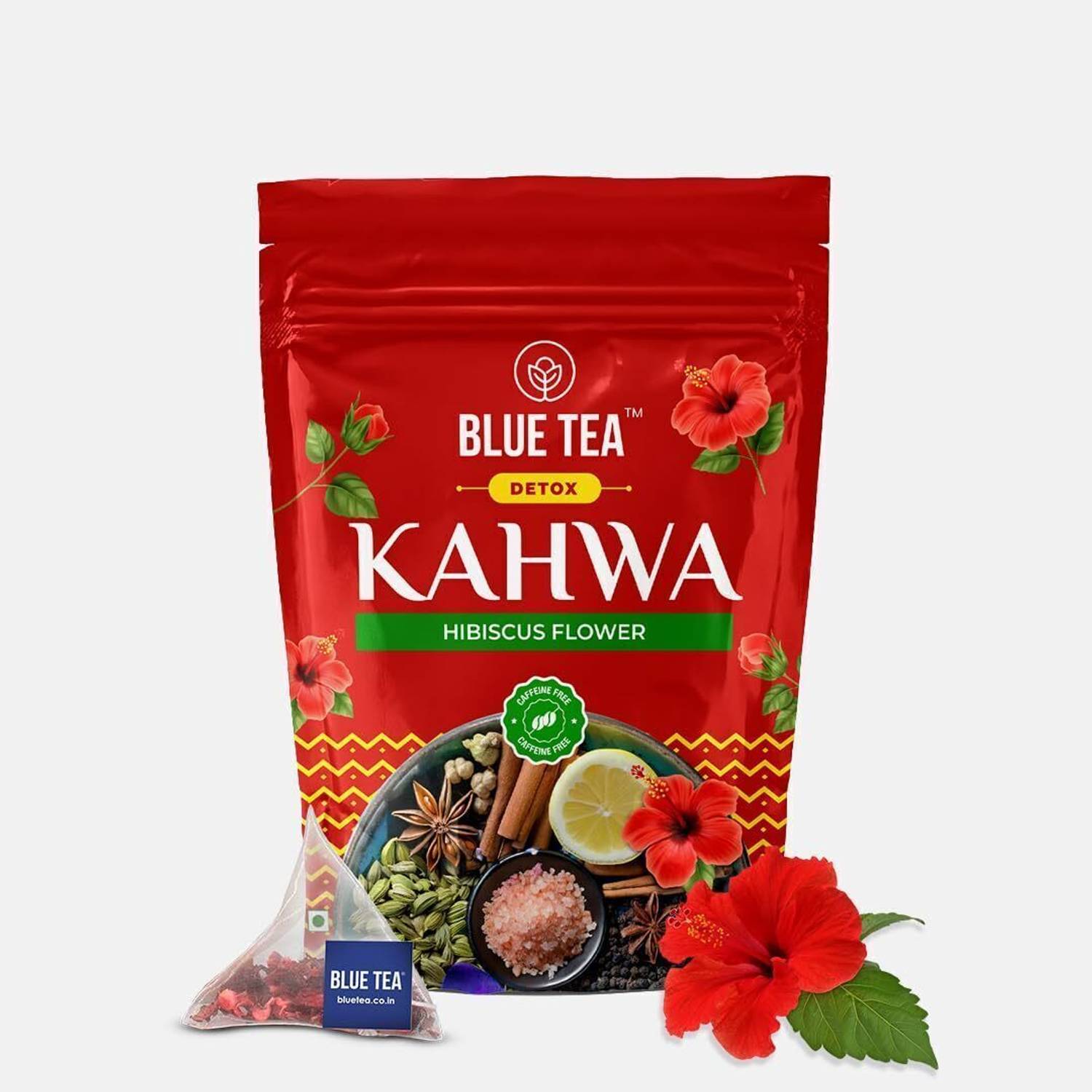 BLUE TEA Hibiscus Detox Desi Kahwa | Helps to Improve Immunity & Detoxify the Body | Hibiscus Herbal Tea Pouch