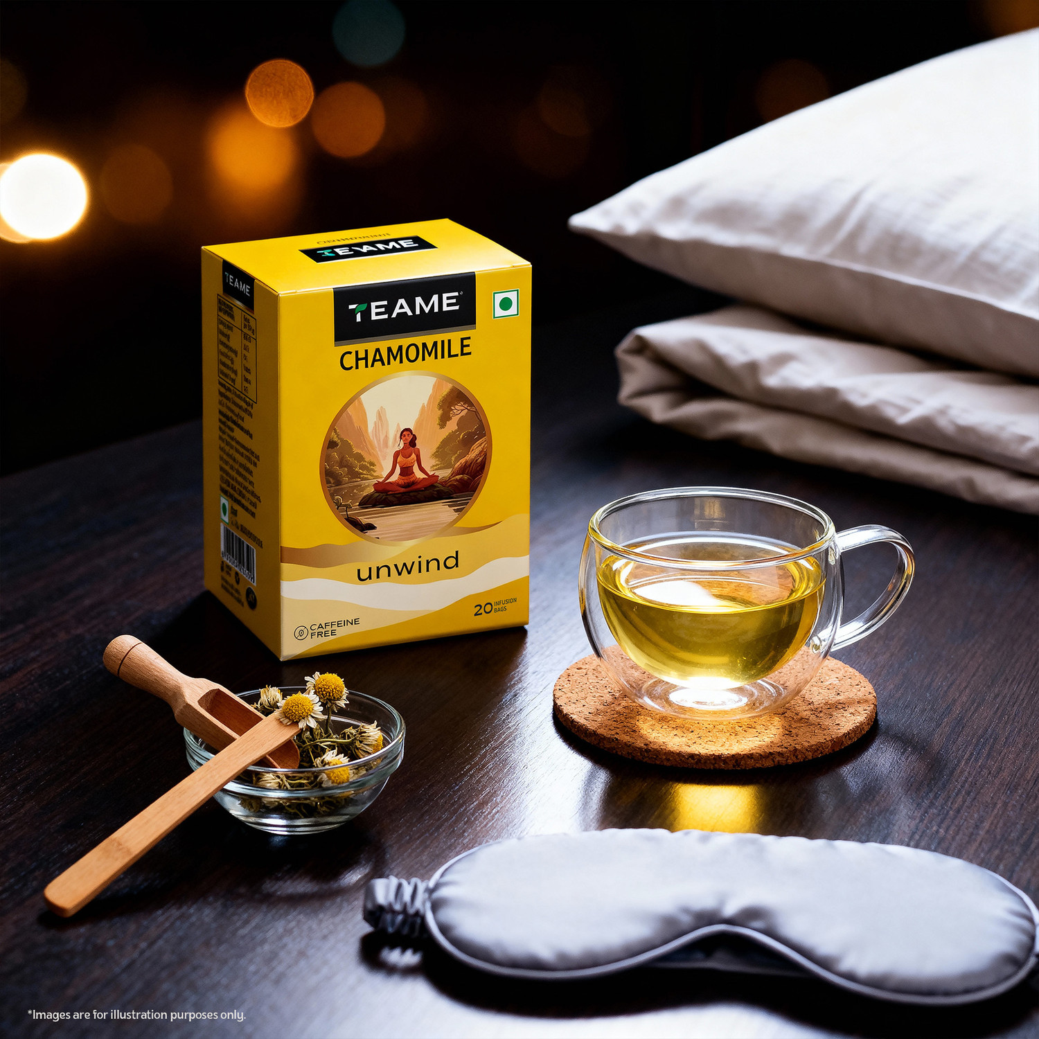 Image of TE-A-ME Chamomile Tea, 40 Tea Bags | Chamomile Tea Bags | 100% Chamomile Flower | Herbal Tea Bags Box
