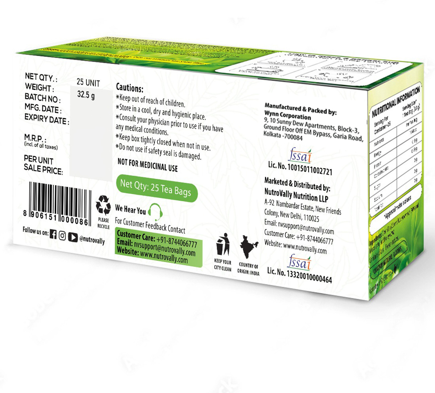 Image of NutroVally Premium Green Tea with Lemon | Weight Loss, Immunity Booster Rich Tea Leaves | Lemon Green Tea Bags Box