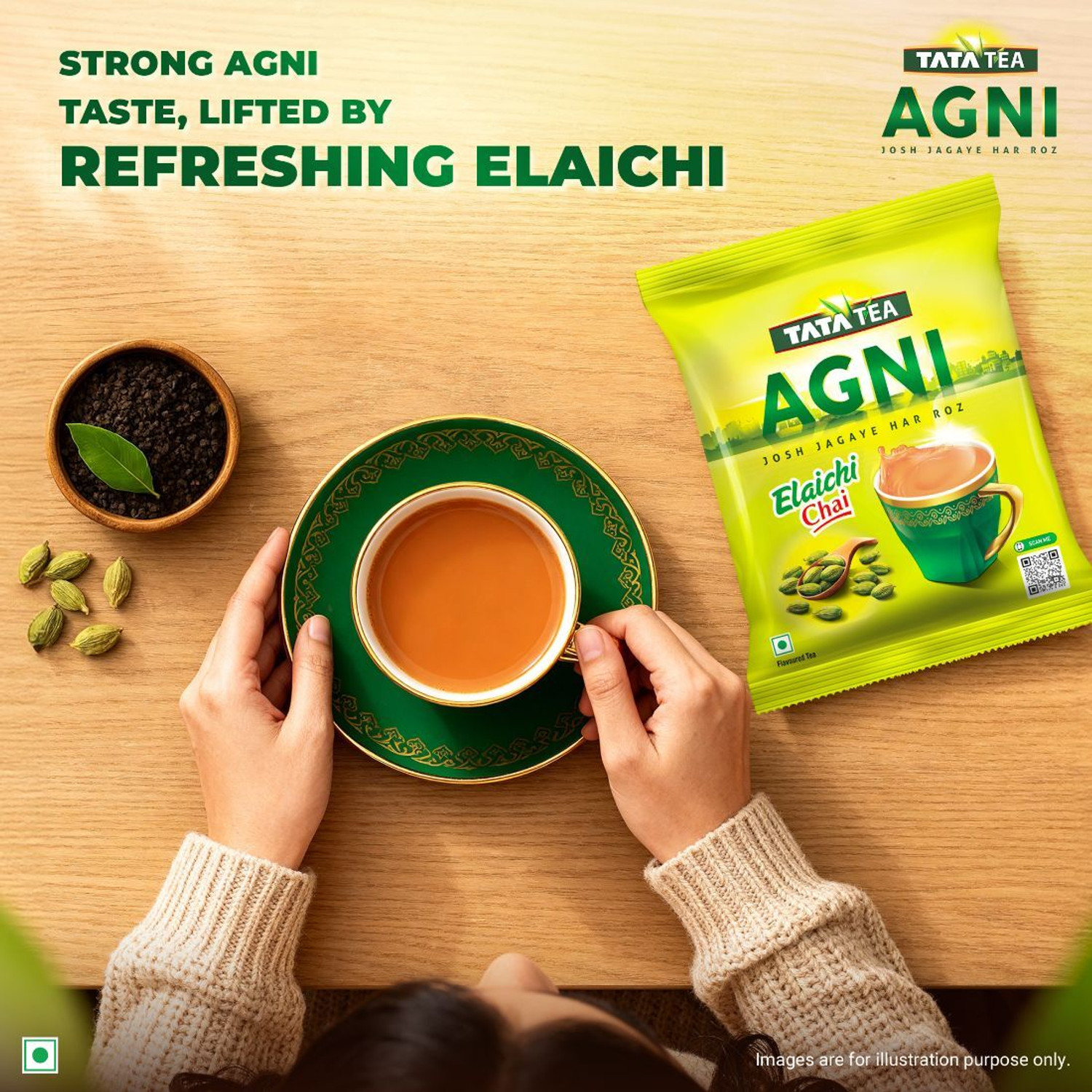 Image of Tata Tea Agni Elaichi Flavoured Strong Black Tea 1 kg Pack Tea Pouch