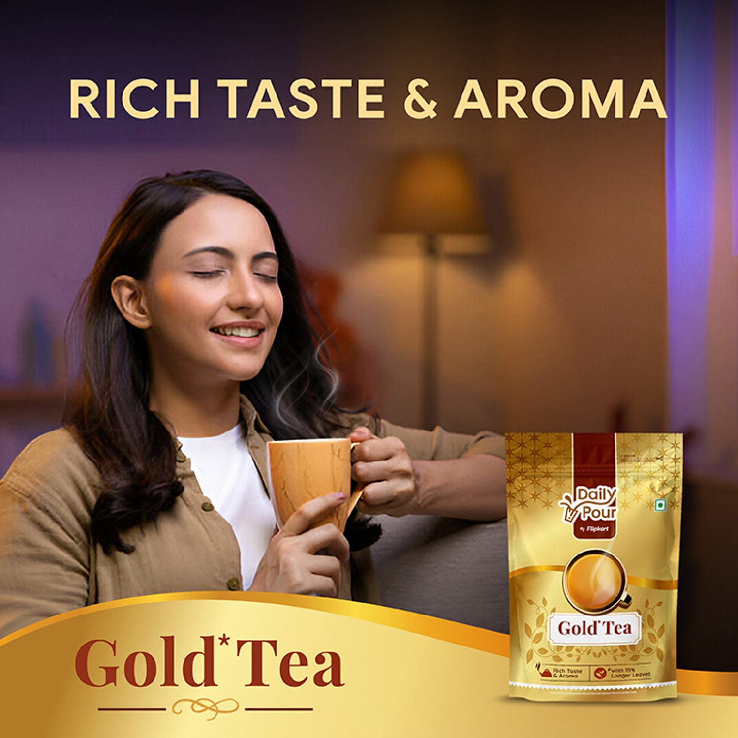 Image of Daily Pour by Flipkart Gold Tea Pouch
